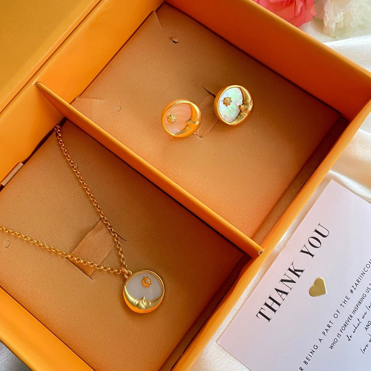 Moon Magic Pendant Necklace & Stud Earrings Set - Sterling Silver Celestial Jewelry for Women | Perfect for Date Nights, Weddings & Boho Fashion