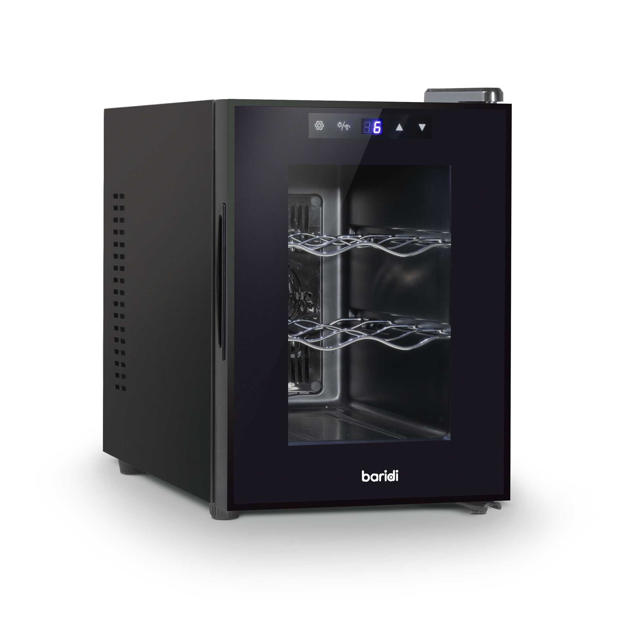 Baridi 6 Bottle Thermoelectric Wine Cooler with Touch Controls - Compact Tabletop Design (5-18°C Temperature Range) | Perfect for Home Bars, Kitchen Countertops & Small Spaces