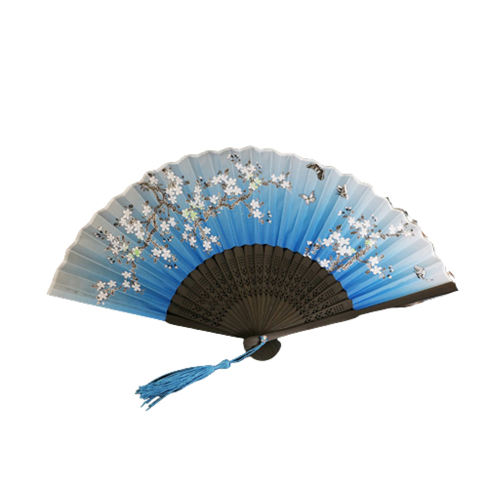 Portable Folding Bamboo Fan - Vintage Silk Hand Fan with Floral Pattern for Wedding, Party & Home Decoration | Compact Travel Fan for Summer Cooling & Asian Style Décor