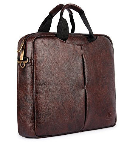 15.6 Inch Leatherette Laptop Briefcase - Business Messenger Bag for Men & Women, Dark Brown - Perfect for Office, Travel & Daily Commute