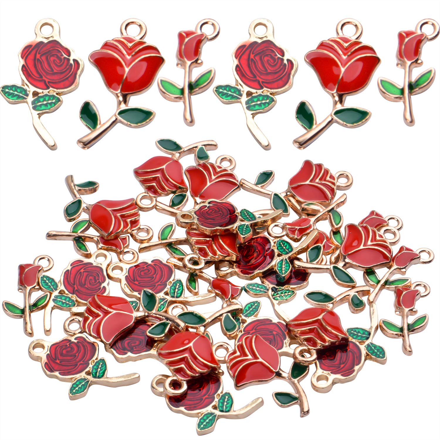 Aylifu Enamel Rose Flower Charm Pendant Necklace - Elegant Vintage Jewelry for Women, Gift for Her - Perfect for Valentine's Day, Anniversary & Special Occasions