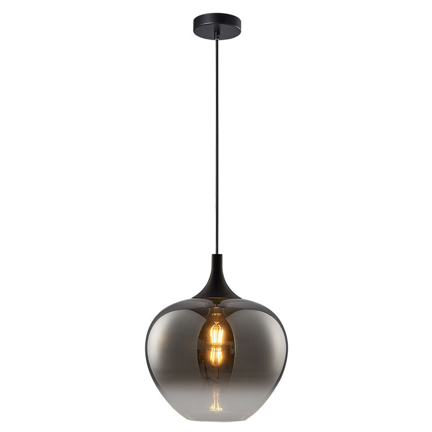 Berkley Small & Large Pendant Light Fixture with E27 Socket in Amber & Black - Perfect for Dining Room, Bedroom, or Living Room Lighting
