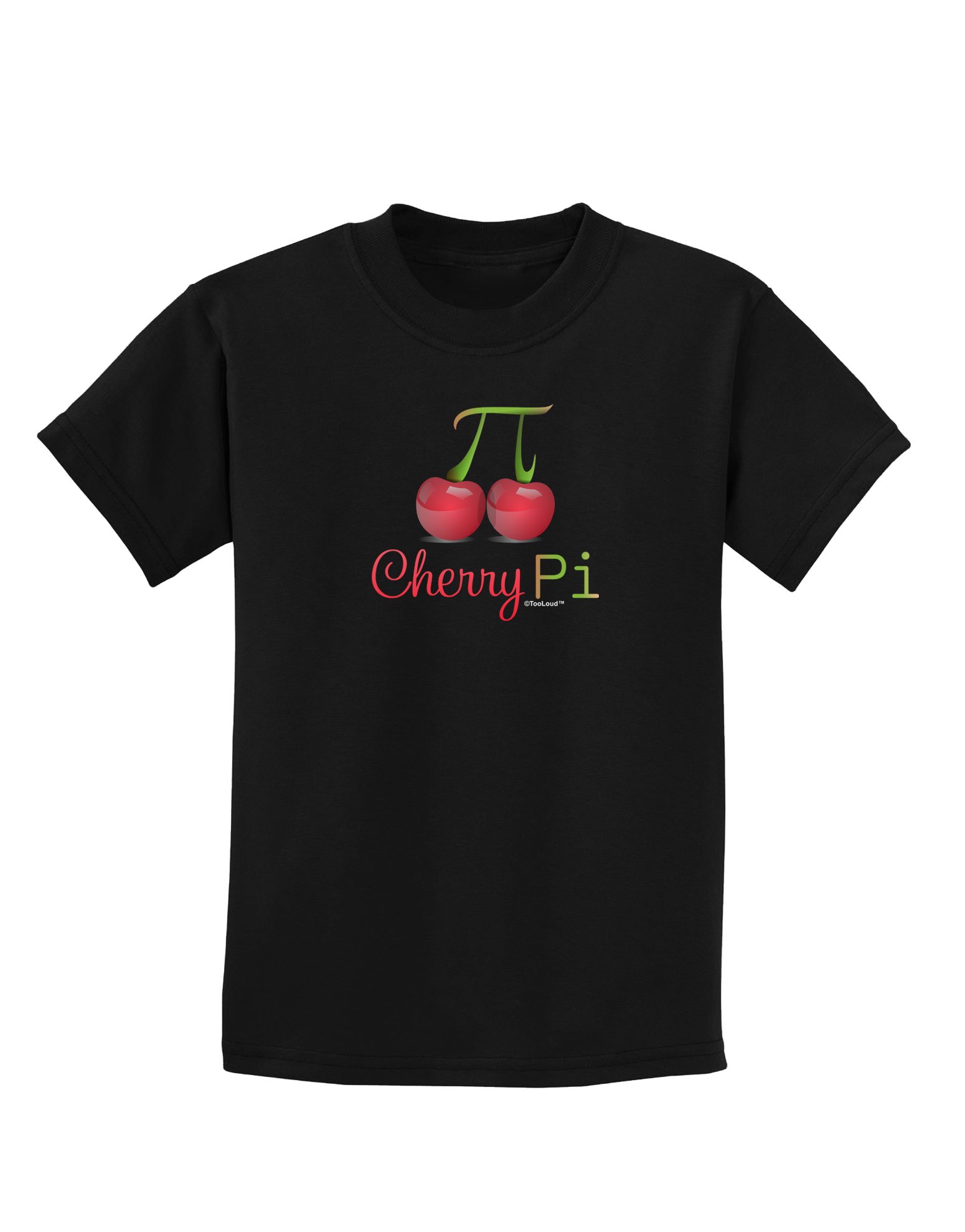 TooLoud Cherry Pi Graphic Dark T-Shirt for Kids | Soft Cotton Tee for Boys & Girls | Perfect for School, Playdates & Family Outings