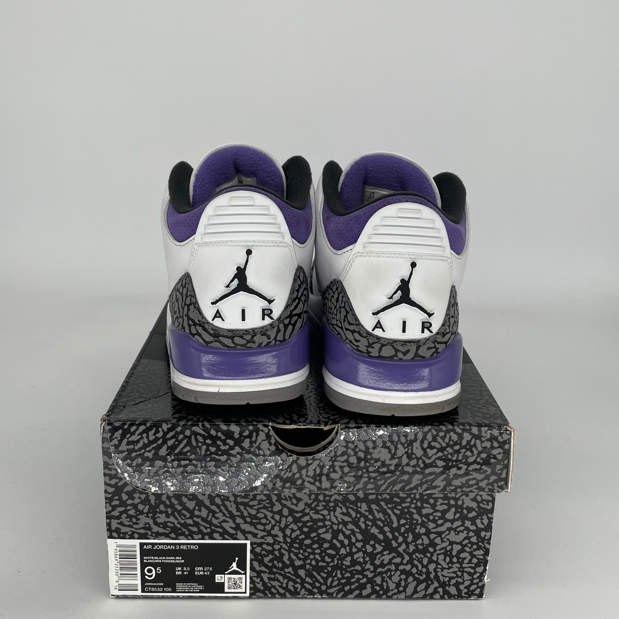 Original Air Jordan 3 Retro 'Dark Iris' Men's Basketball Shoes - Size 9.5 (CT8532-105) | Perfect for Streetwear & Sneaker Collectors
