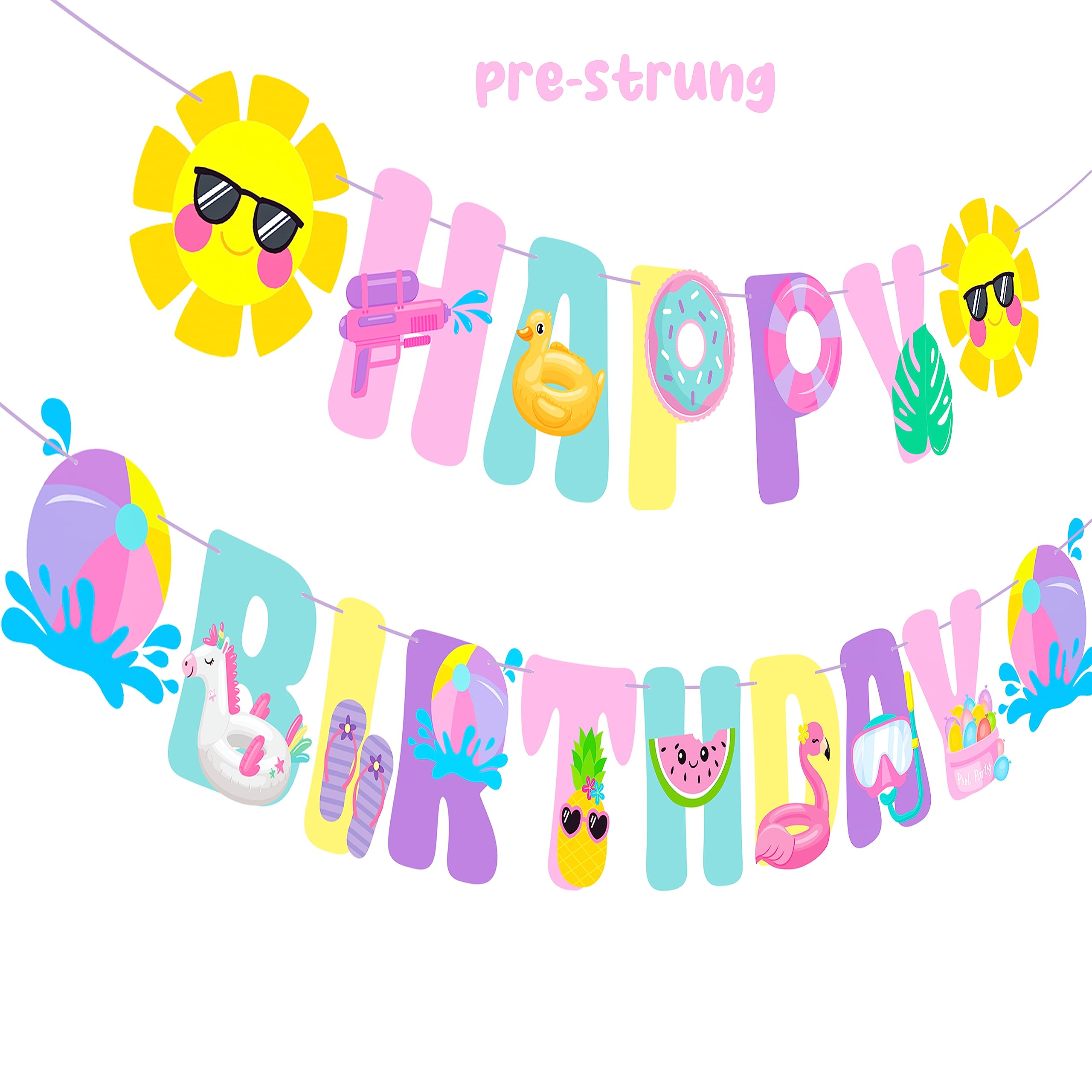 Pool Party Decorations - Splish Splash Birthday Foil Balloons, Hanging Swirls & Banner for Girls Summer Beach Party | Hawaiian Luau Tropical Theme Decor for Poolside Celebrations, Baby Showers & Backyard Gatherings