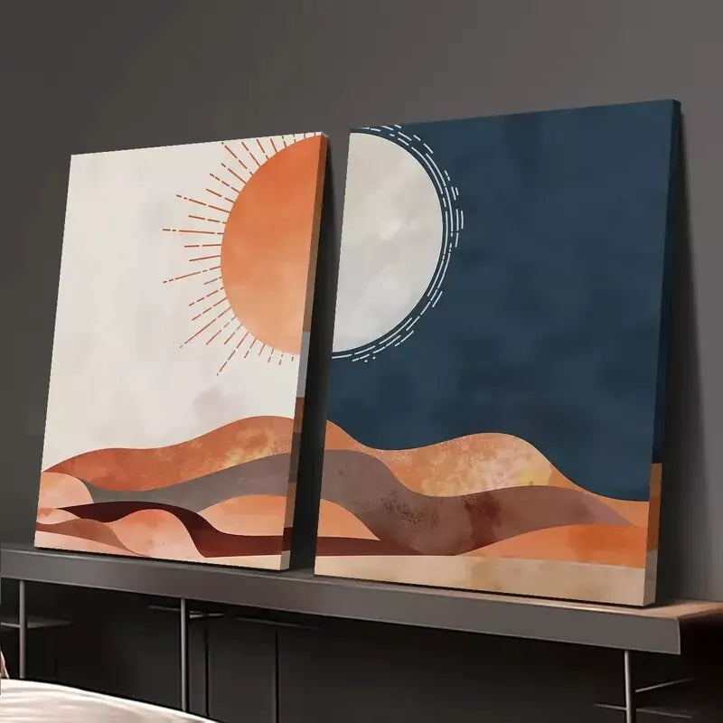 2pcs Minimalist Desert Landscape Canvas Wall Art - 50x75cm Framed High Quality Print | 100% Australian Made | Ready to Hang | Perfect for Living Room, Bedroom & Office Decor