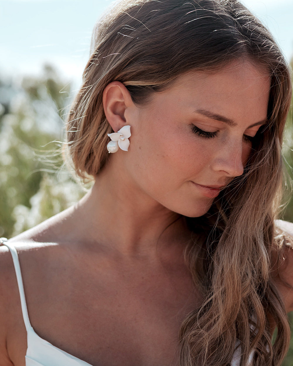 Blossom Pearl Drop Earrings for Women - Elegant Handmade Floral Pearl Jewelry for Wedding, Party & Special Occasions