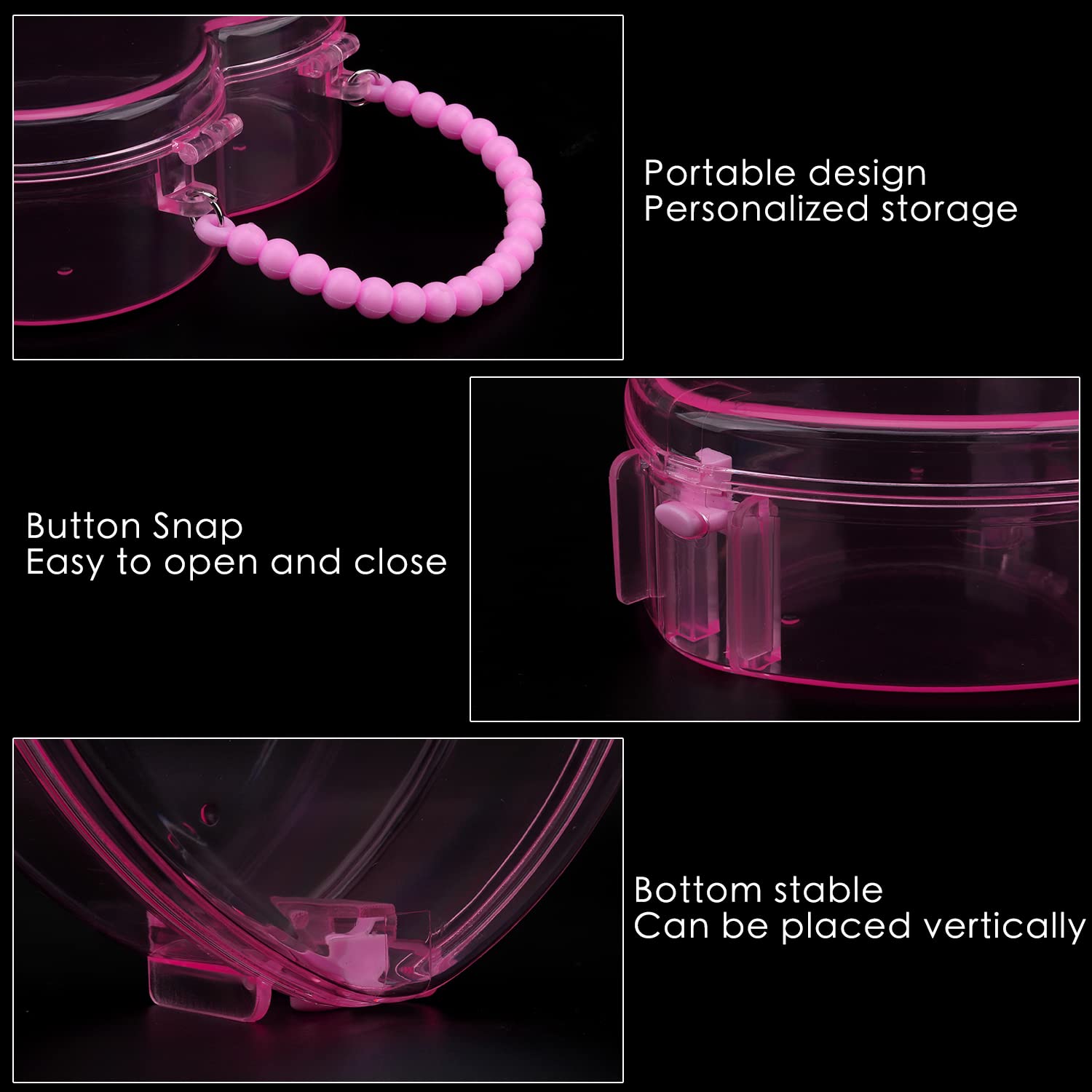 8 Pack Small Clear Plastic Storage Boxes with Heart Handles - Organize Beads, Crafts, Jewelry & Small Items | Perfect for DIY Projects, Craft Rooms & Home Organization