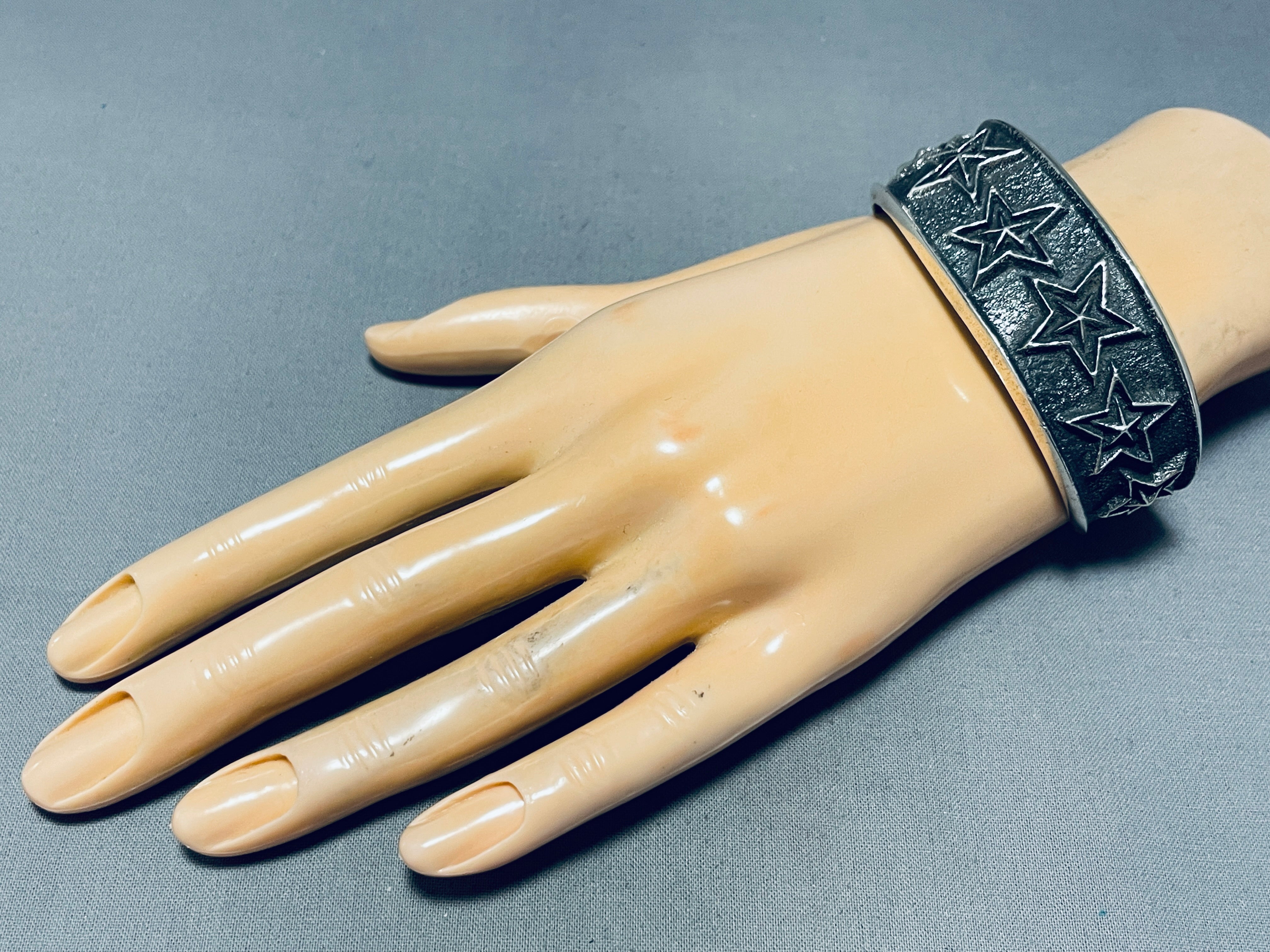 Authentic Navajo Sterling Silver Star Bracelet by Aaron Andersen | Handmade Native American Jewelry for Women | Perfect for Gifts, Boho Fashion & Special Occasions