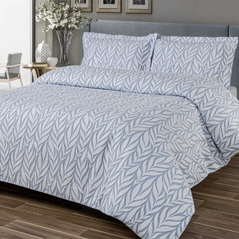 Hamilton Jacquard Duvet Cover Set - Luxury Pale Blue Bedding, King/Queen Size, 100% Cotton - Perfect for Master Bedroom, Guest Room & Coastal Decor