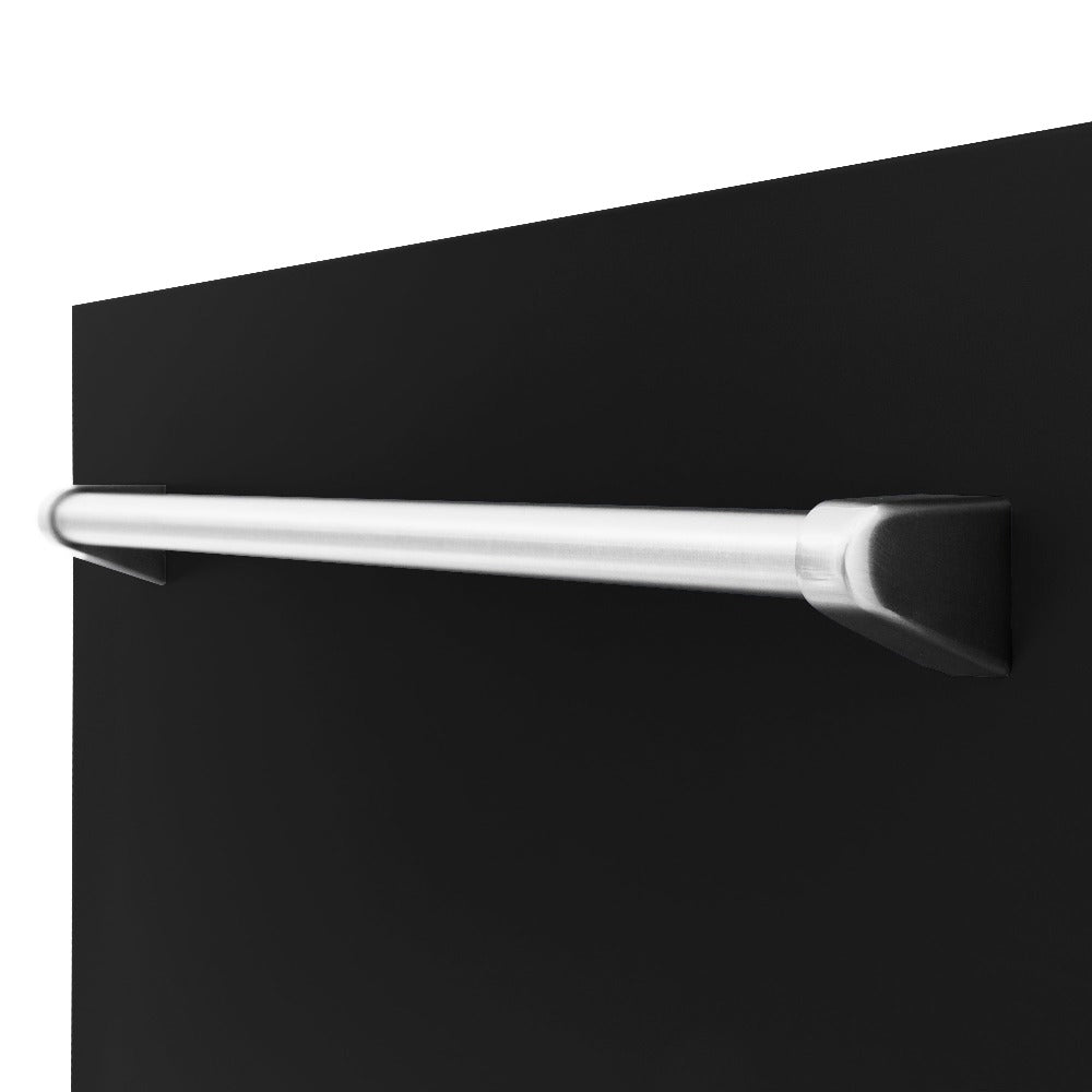 ZLINE 24 Inch Tallac Series 3rd Rack Dishwasher - Black Matte Panel with Traditional Handle, 51dBa Ultra Quiet (DWV BLM 24) | Perfect for Modern Kitchens, Small Families & Energy-Efficient Homes
