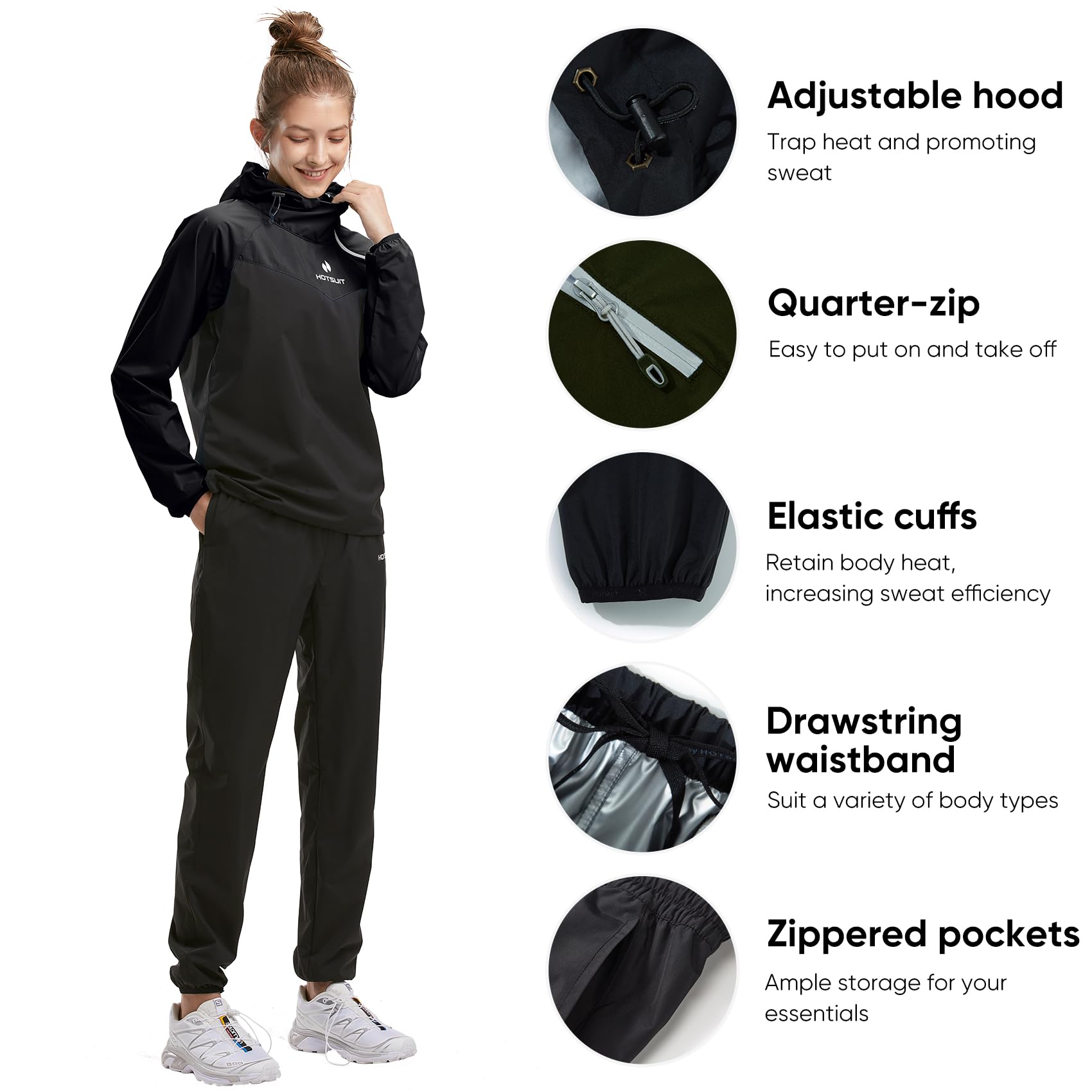 HOTSUIT Women's Sauna Suit for Weight Loss - Sweat Workout Jacket for Boxing, Gym & Fitness Training | Perfect for Home Exercise, Running & Hot Yoga Sessions