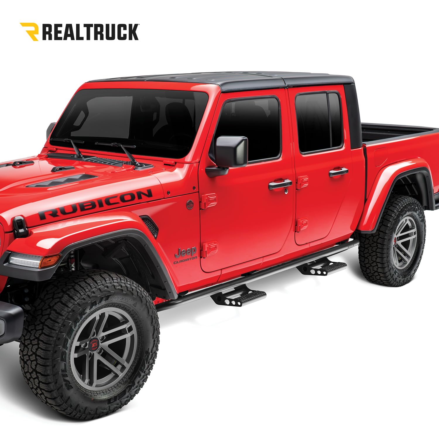RealTruck RKR Cab Length Step System for 2004-2006 Jeep Wrangler TJ & Unlimited | Textured Black Tubular Steel Running Boards | J042RKRUS2 | Off-Road Accessories for Enhanced Entry & Exit