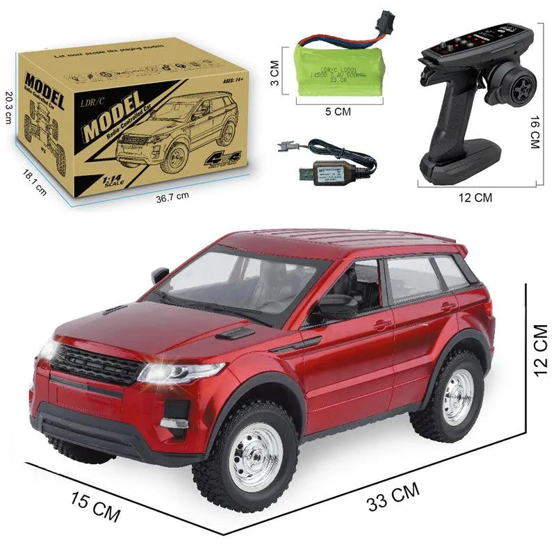 LDRC 1299 RTR 1/14 Scale 2.4Ghz 4WD Off-Road RC Truck with LED Lights - Full Proportional Remote Control Climbing Vehicle for Kids & Adults - Perfect for Outdoor Racing, Backyard Crawling and Off-Road Adventures