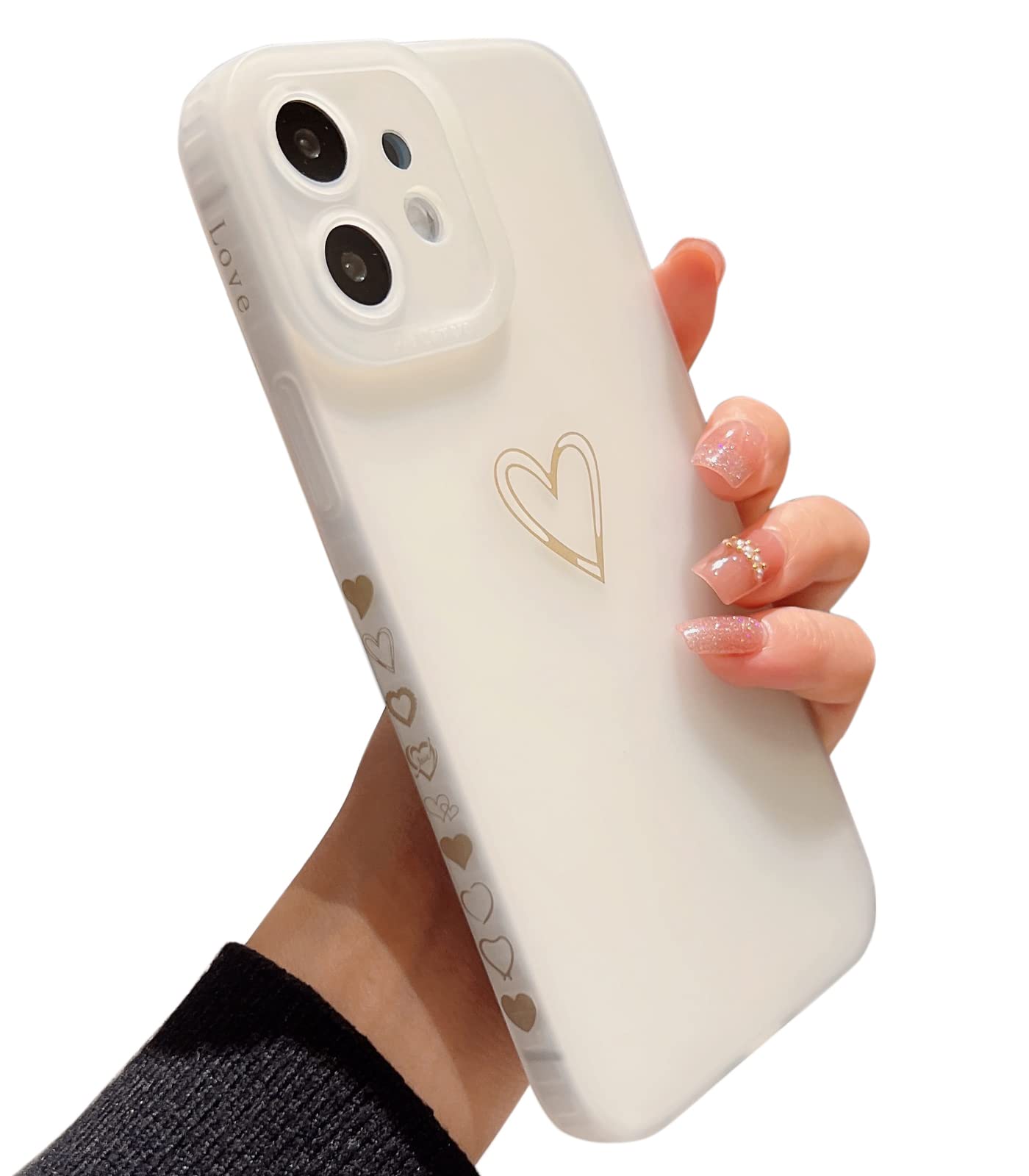 Qokey iPhone 11 Case 6.1 Inch (2019 Model) - Cute Heart Plated Shockproof TPU Phone Cover with Anti-Fall Camera Protection, Anti-Fingerprint Clear Case for Women & Men - Perfect for Daily Use, Travel & Gift Giving
