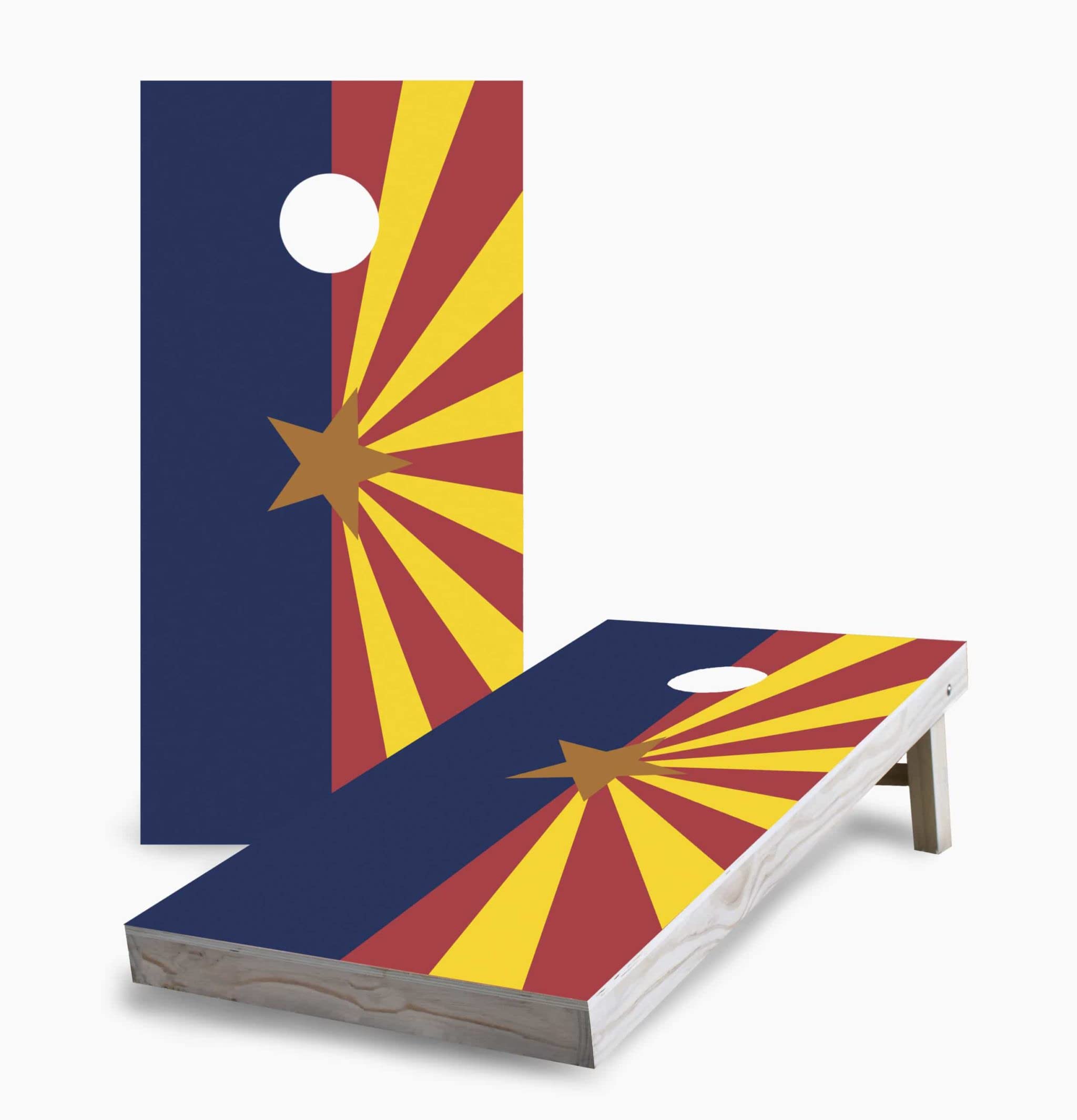 Arizona State Flag Cornhole Game Set with 2 Boards & 8 Bags - Premium Outdoor Toss Game for Backyard, Tailgating, and Parties - American Flag Design Corn Hole Accessories