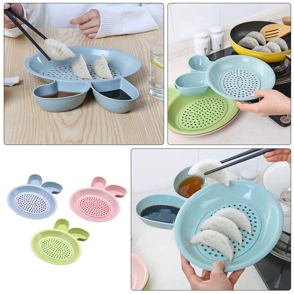 Hemoton Microwave Safe Plastic Plates - 3-Piece Compartment Dinnerware Set for Kids | BPA-Free, Durable & Dishwasher Safe | Perfect for Meals, Snacks, Candy & Tea Parties