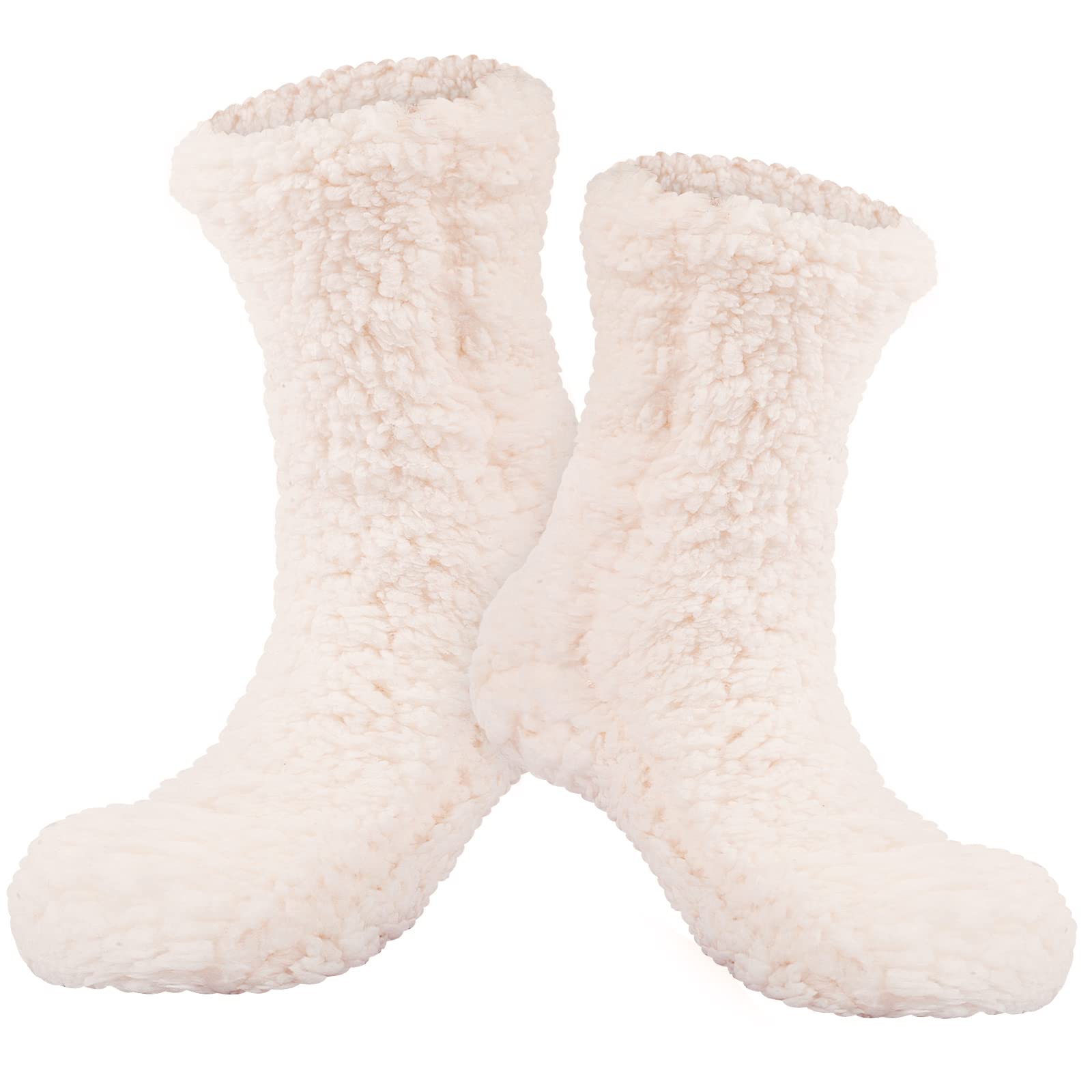 Women's Thick Fluffy Slipper Socks - Non-Slip Winter Warm Fuzzy House Socks for Indoor & Outdoor Use - Perfect for Lounging, Yoga, and Cold Weather Comfort