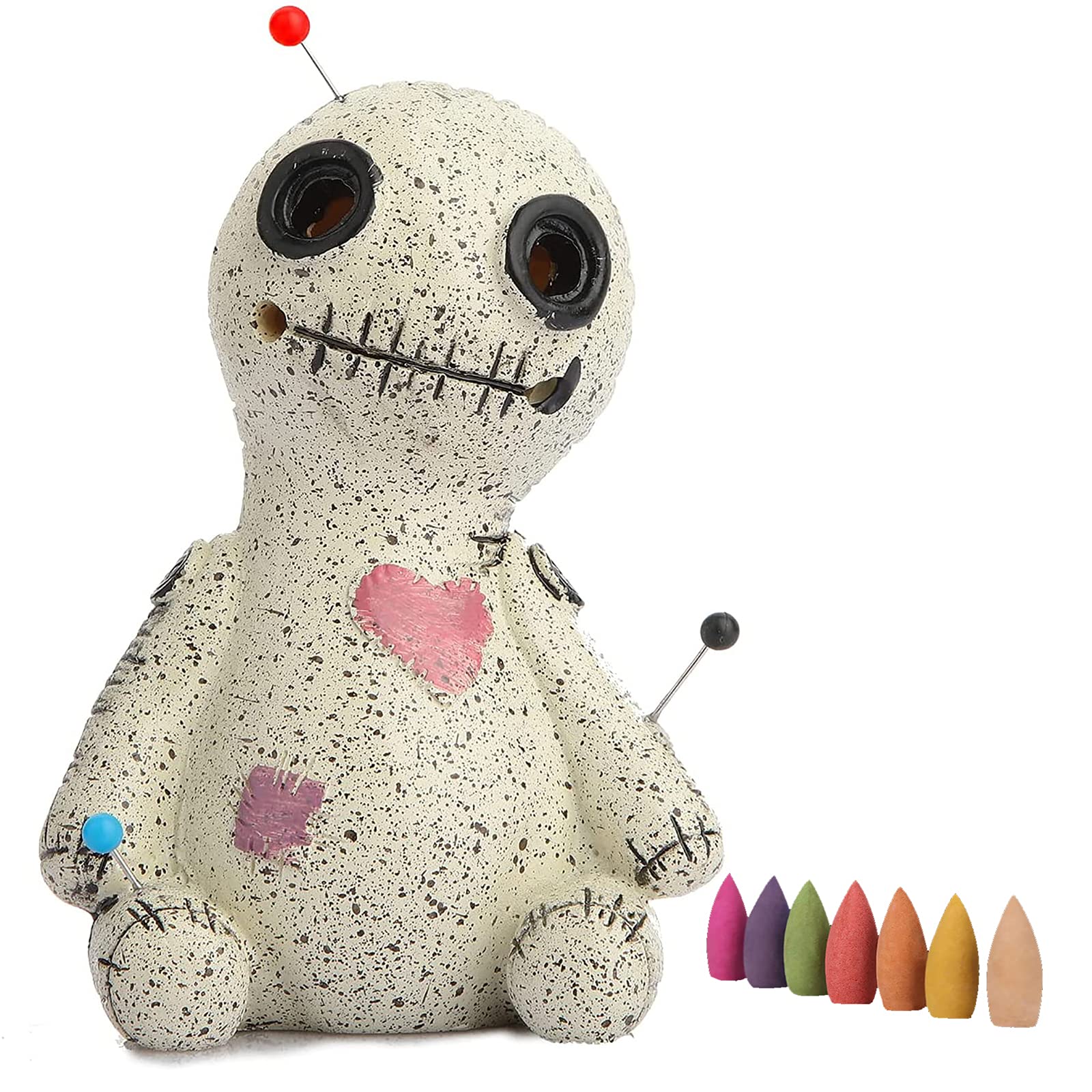 Voodoo Doll Cone Incense Burner - Handcrafted Resin Incense Holder for Home & Office Decor - Includes 5 Incense Cones - Perfect for Meditation, Yoga, Aromatherapy & Spiritual Rituals
