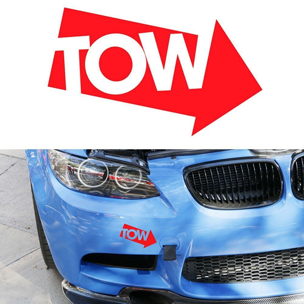 2 Pack Red Tow Hook Arrow Pointer Stickers - Die Cut Vinyl Decals for Car Tow Hook Hole Bar - Perfect for Off-Road Vehicles, Racing Cars & Emergency Signaling