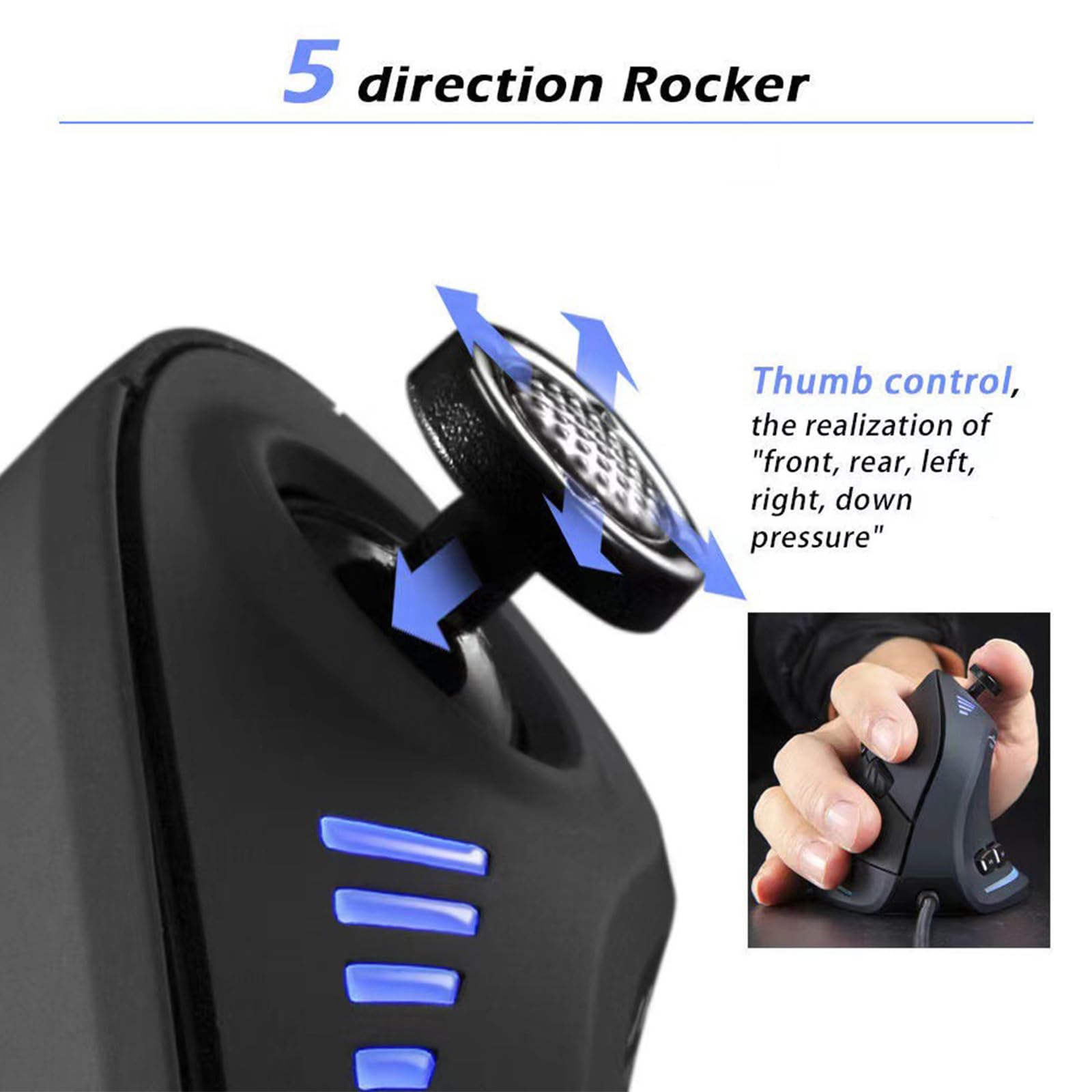 FUXIU Ergonomic Vertical Gaming Mouse with Joystick Control, Adjustable 10000DPI - Perfect for PC, Laptop & Desktop Gamers | Ideal for FPS, MMO & Long Gaming Sessions