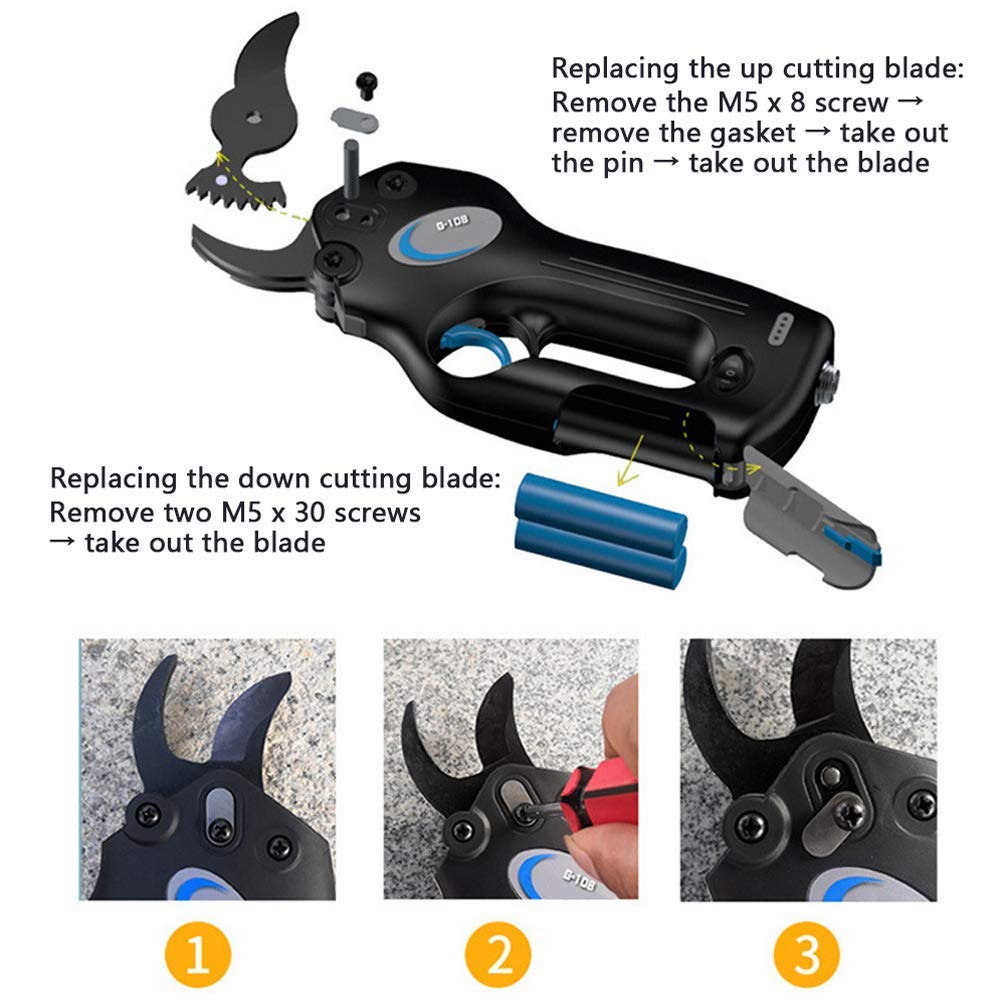 Electric Pruning Shears 150W - Rechargeable Lithium Battery Garden Shears with 2 Batteries - Perfect for Tree Trimming, Bush Pruning & Landscaping