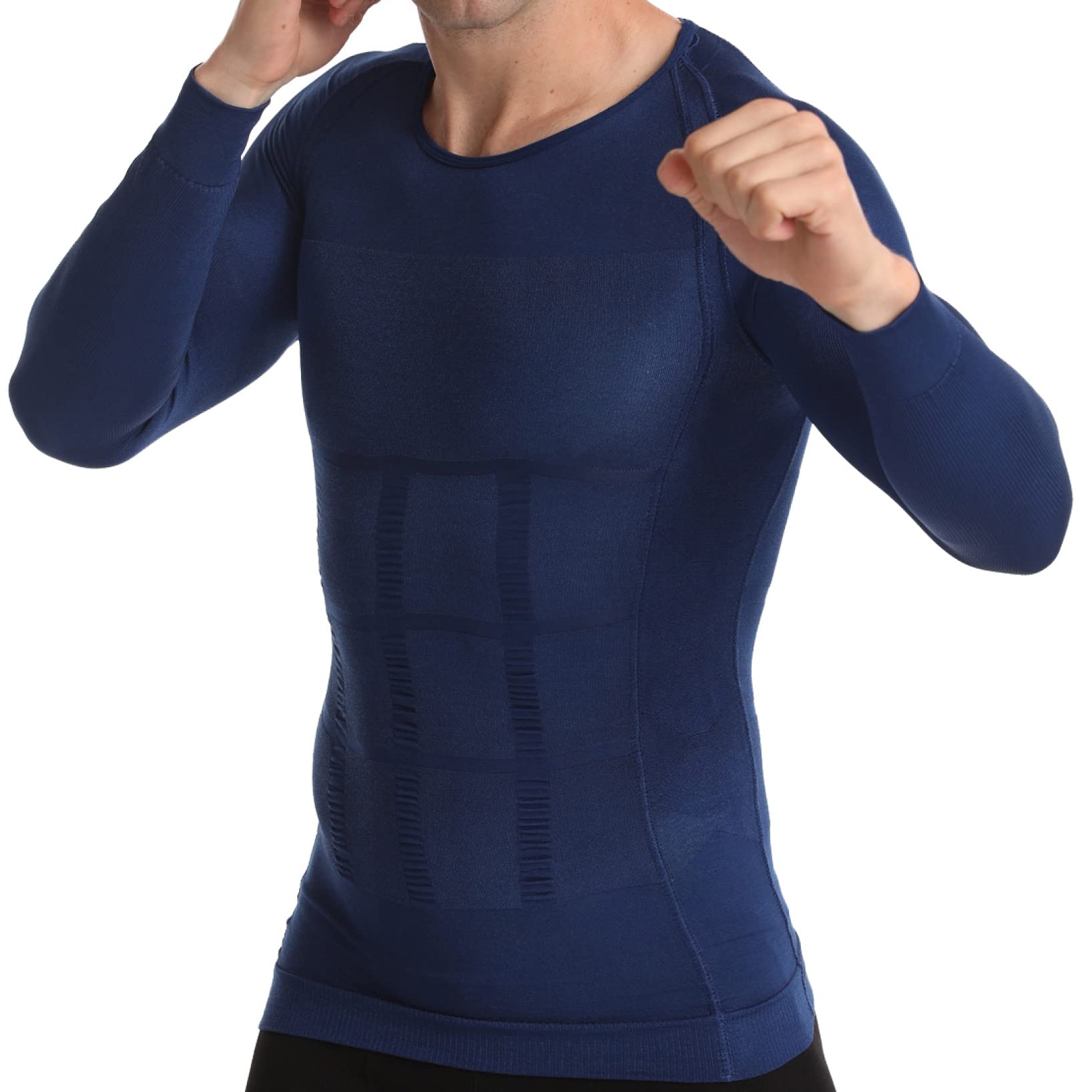 EBRICON Men's Body Shaper Shirt - Long Sleeve Compression Corset Top for Fat Burning, Abdomen & Chest Slimming - Weight Loss Vest for Workout, Gym & Everyday Wear