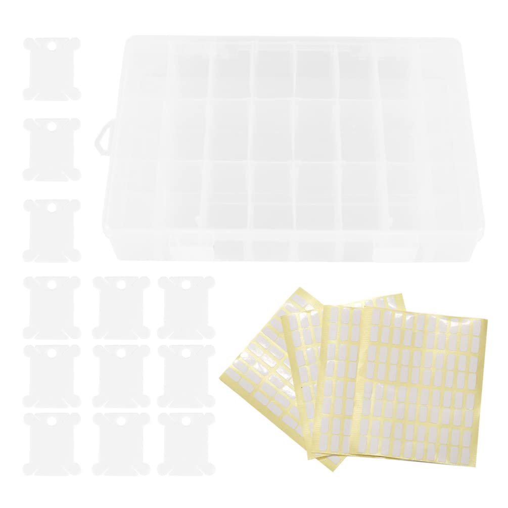 FAVOMOTO 36-Grid Embroidery Floss Organizer Box with Winding Boards & Blank Stickers - Cross Stitch Thread Storage Case for DIY Sewing, Craft Projects & Sewing Machine Bobbins - Perfect for Needlework, Quilting & Handmade Accessories