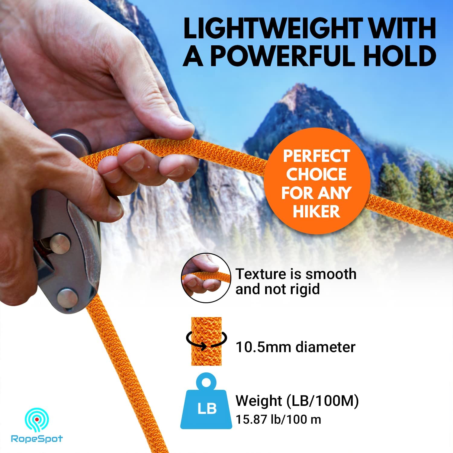 UIAA Certified 10.5mm Static Climbing Rope - High Strength Rock Climbing Gear for Mountaineering & Rescue - Heavy Duty Safety Rope for Outdoor Adventures & Emergency Situations