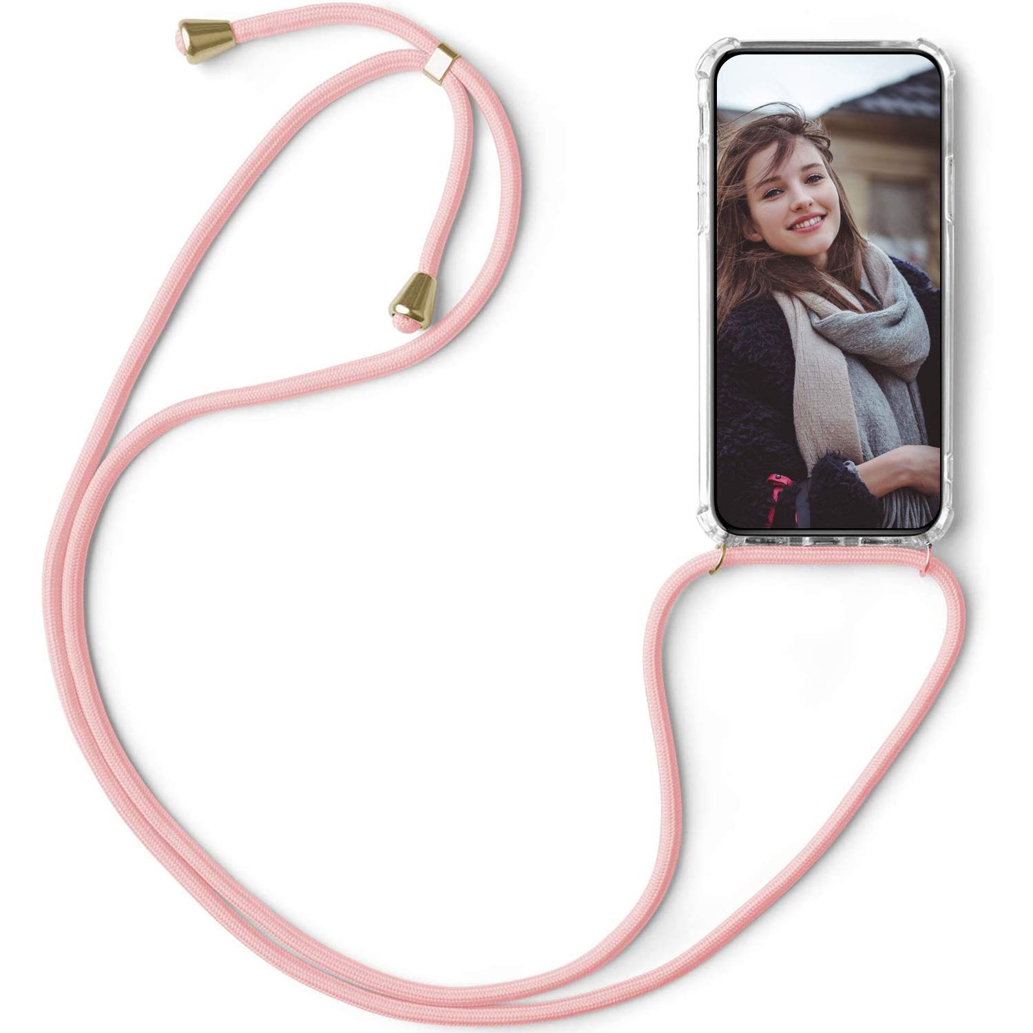 Huawei Y5p/Honor 9S Phone Case - Slim Fit Soft TPU Bumper Cover with Lanyard, Shockproof Gel Rubber Protective Shell for Women & Girls (Pink) - Perfect for Daily Use, Travel, and Outdoor Activities