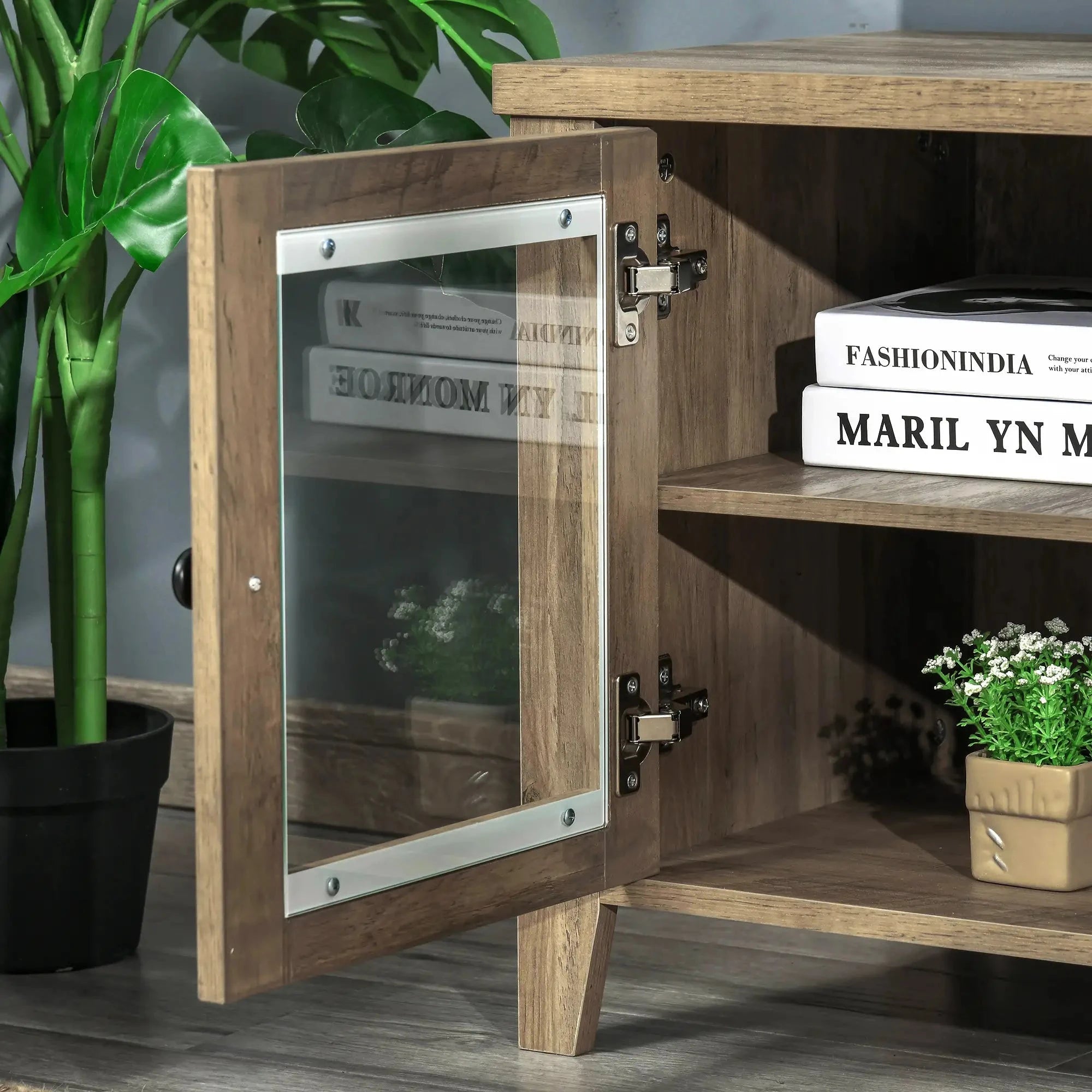 Modern TV Stand for Up to 60 Inch TVs - Sturdy Wooden Entertainment Center with Storage Shelf (Black/White/Walnut) - Perfect for Living Room, Bedroom & Home Theater Setup
