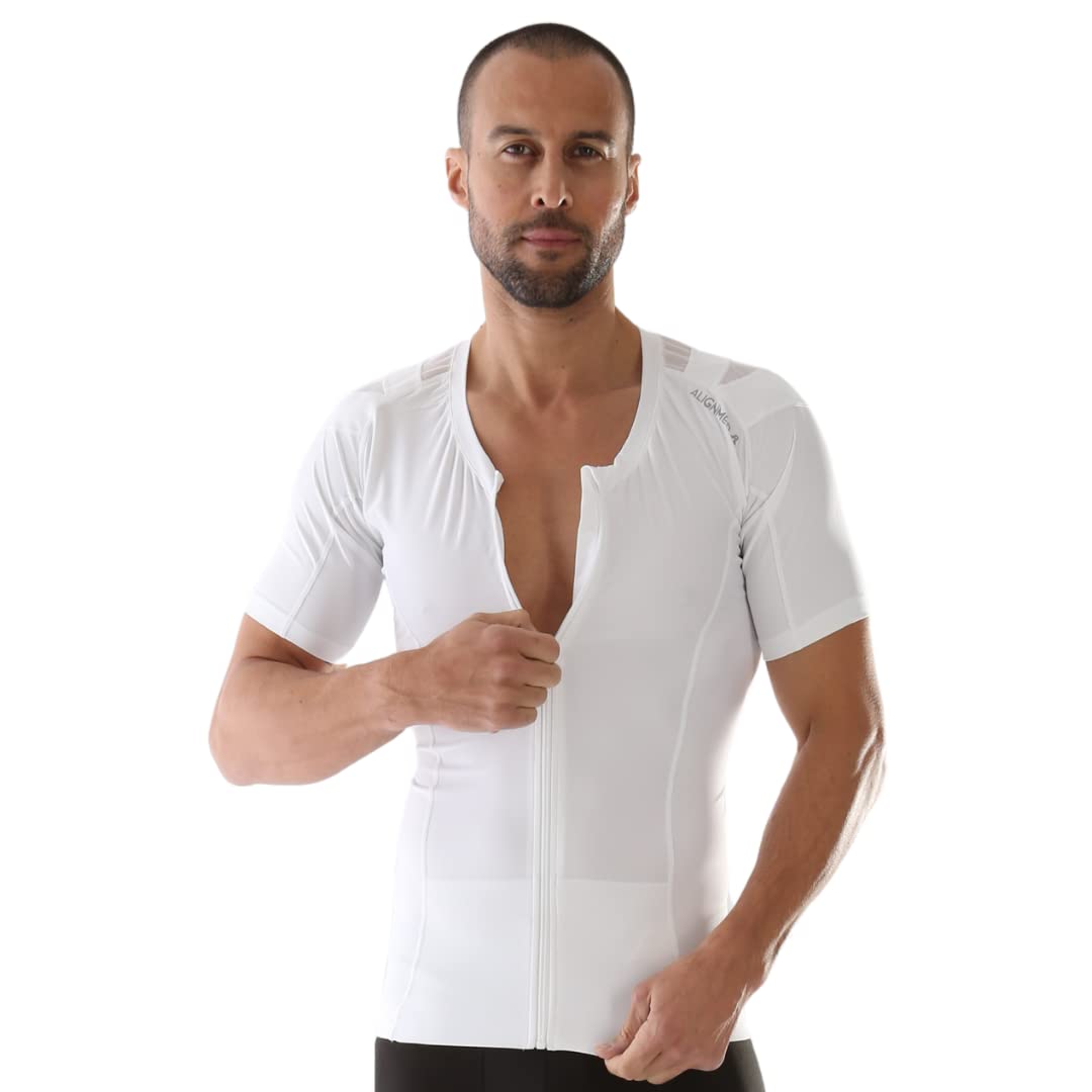 ALIGNMED Posture Shirt 2.0 for Men with Zipper - Improve Posture & Back Support - Perfect for Office Work, Driving & Daily Activities