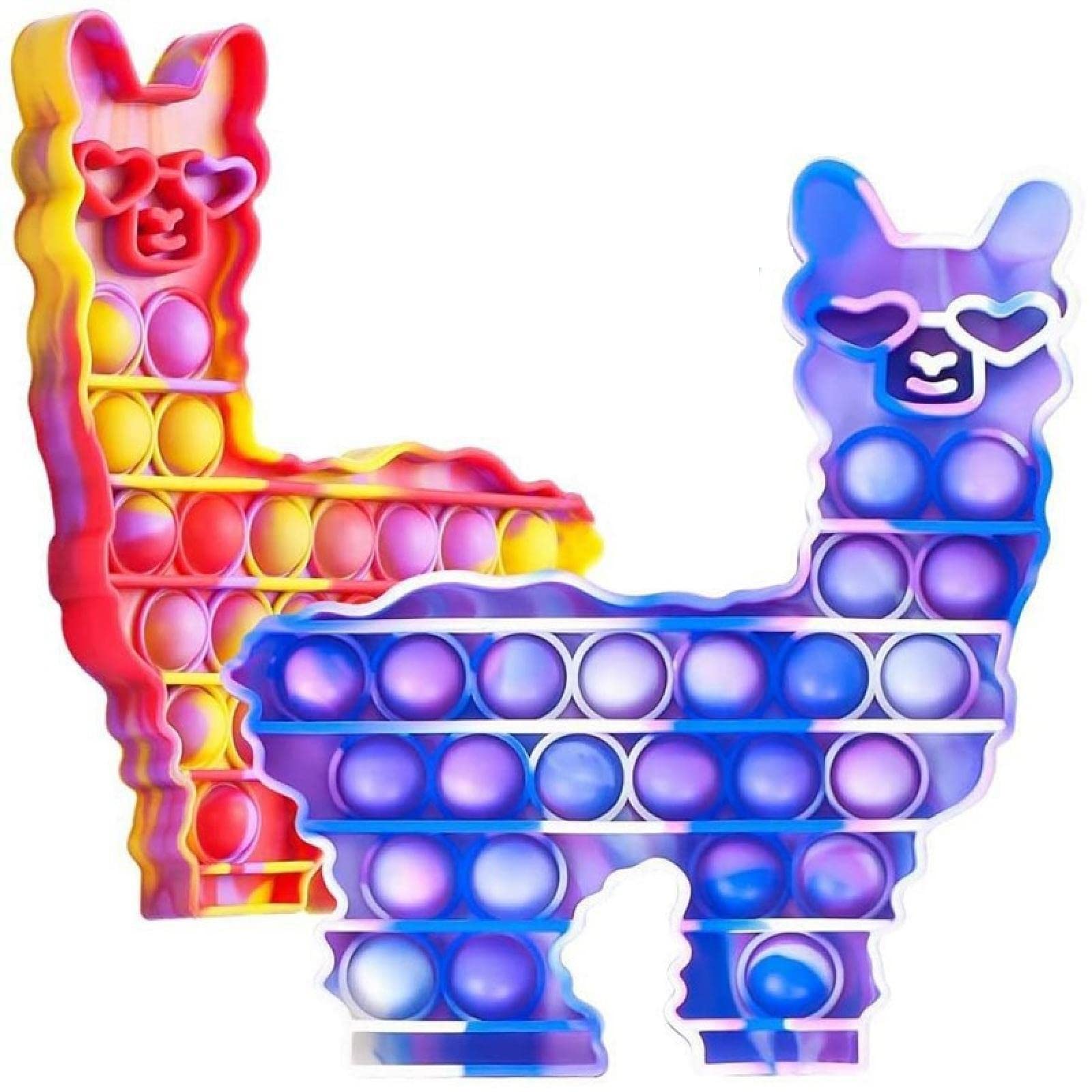 Alpaca Fidget Toys for Kids - 2 Pack Stress Relief & Focus Educational Desktop Toys for Mental Math, Anxiety Relief & Sensory Play - Red & Purple Silicone Decompression Toys for Classroom, Office & Home Use