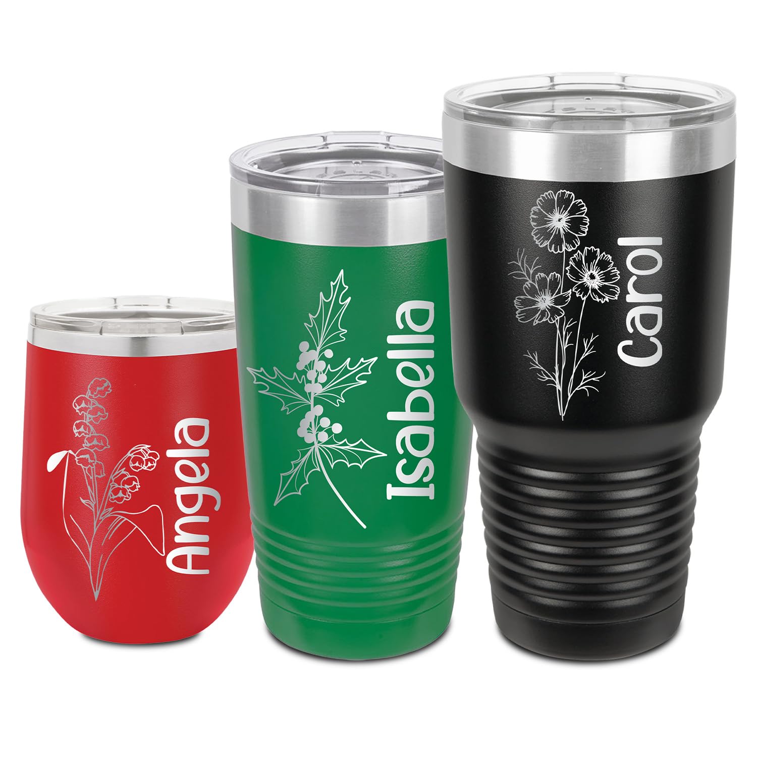 Personalized Women's Tumbler with Custom Name & Birth Flower - Insulated Travel Coffee Mug for Mom, Birthday Gifts for Women - Perfect for Mother's Day, Office Use & Daily Commute