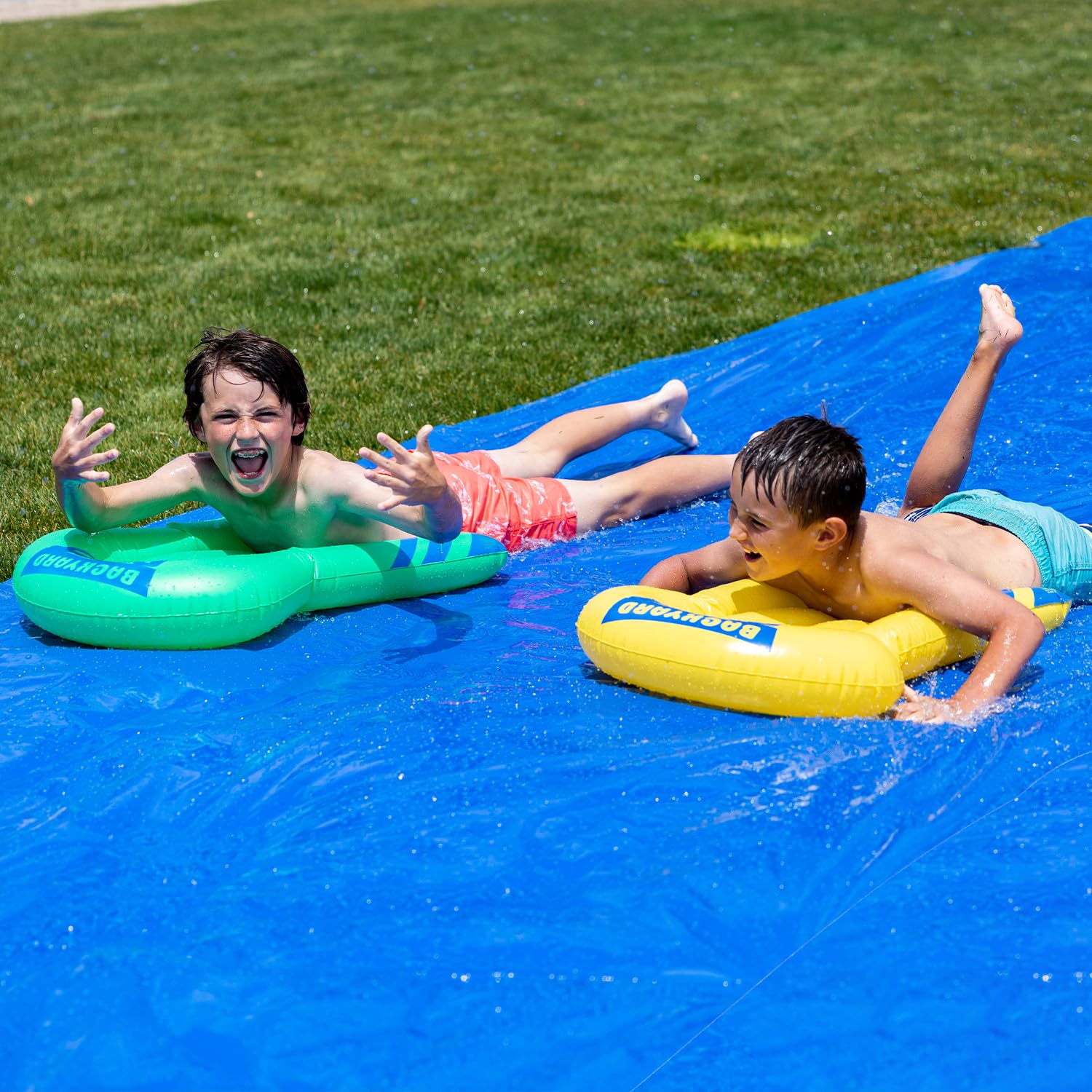 BACKYARD BLAST Giant Slip and Slide for Adults & Kids - Heavy Duty Large Water Slide for Backyard Outdoor Fun with Inflatable Riders | Summer Party, Family Reunion, Birthday Celebration Water Play Activity