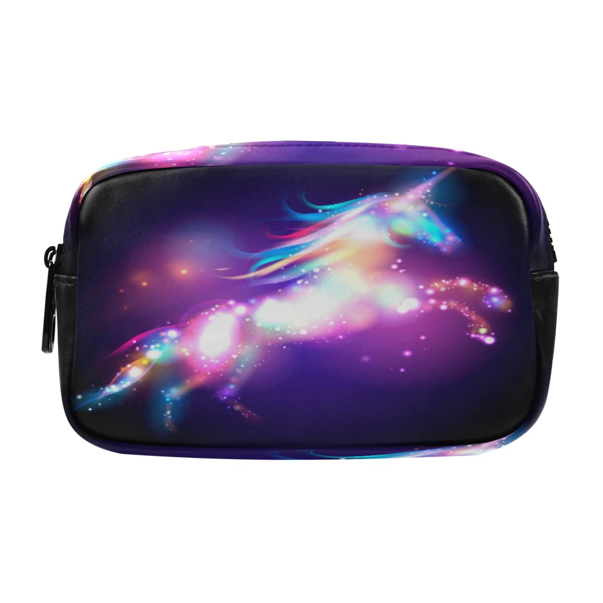 ODAWA Purple Unicorn Leather Makeup Bag - Waterproof Cosmetic Organizer for Brushes, Lipsticks & Travel Essentials | Perfect for Travel, Gym & Daily Makeup Storage