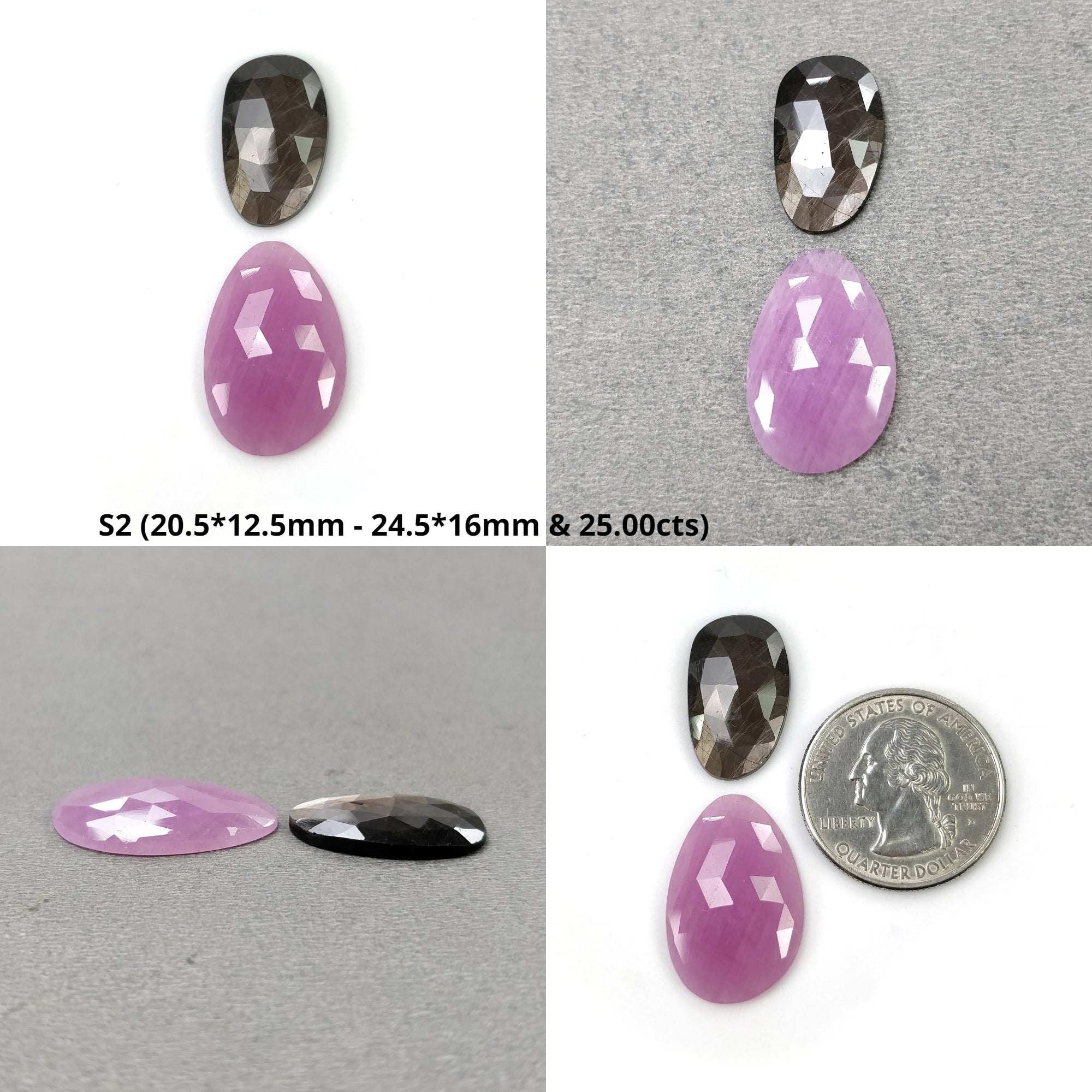 Natural Untreated Golden Brown Chocolate & Pink Sapphire Gemstone - Hexagon & Triangle Rose & Step Cut (2pcs) - Perfect for Jewelry Making, Engagement Rings & Unique Gifts