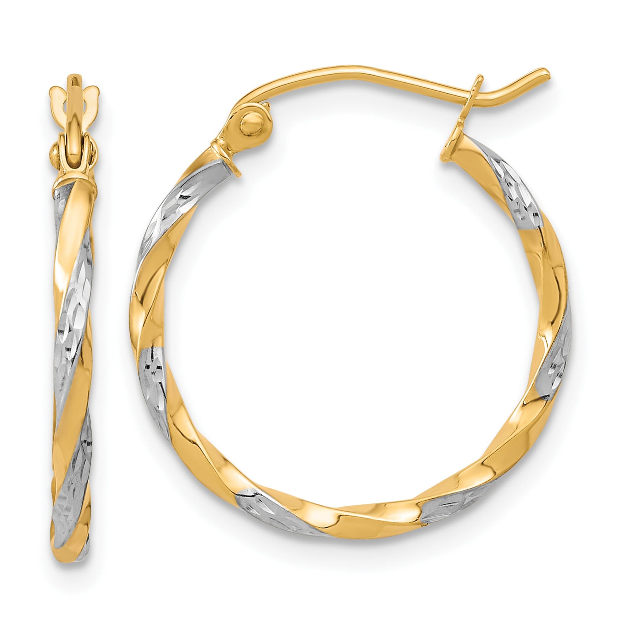 10K Solid Yellow Gold Twisted Round Small Hoop Earrings for Women - Dainty Everyday Jewelry, Minimalist Gift for Her, Perfect for Work & Date Night