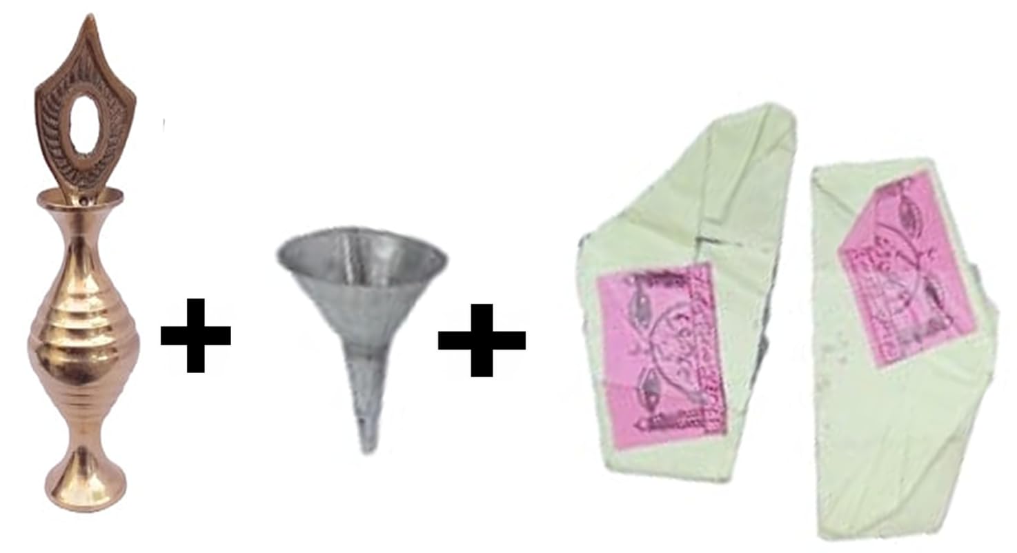 **Premium Brass Surma Holder with Funnel & 2 Kohl Sticks - Traditional Eye Makeup & Kohl Application Kit - Perfect for Ayurvedic & Natural Beauty Routines**    *(Use for traditional eye makeup, Ayurvedic treatments, or enhancing natural beauty with authentic kohl application.)*