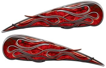 Red Inferno Motorcycle Flame Decals - Custom Gas Tank Stickers for Bikers