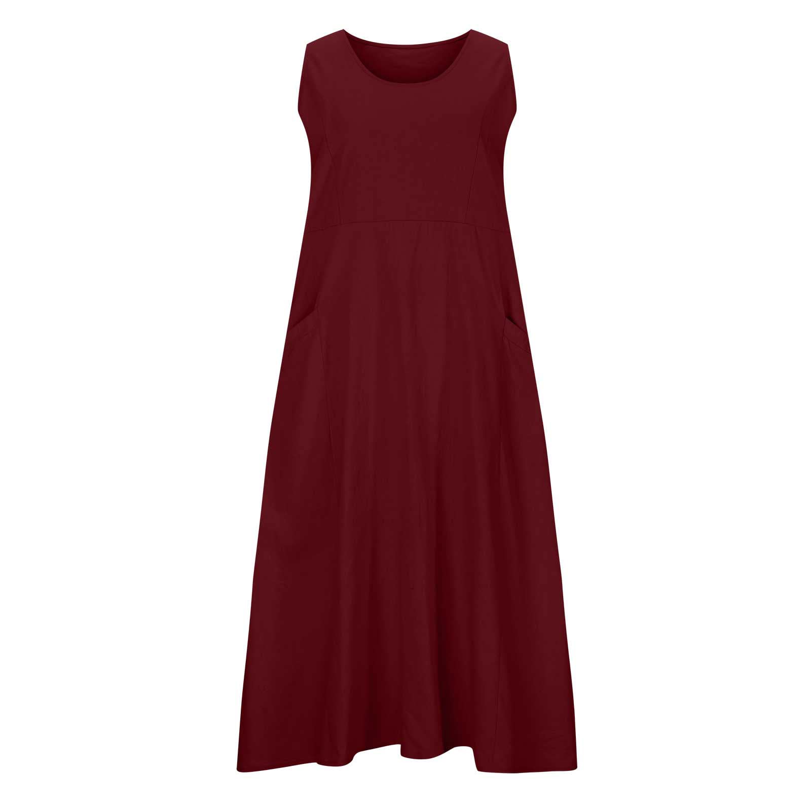 2024 Women's Summer Linen Maxi Dress - Sleeveless Casual Sundress in Plus Sizes | Flowy Vacation Long Dress for Beach, Travel & Outdoor Events