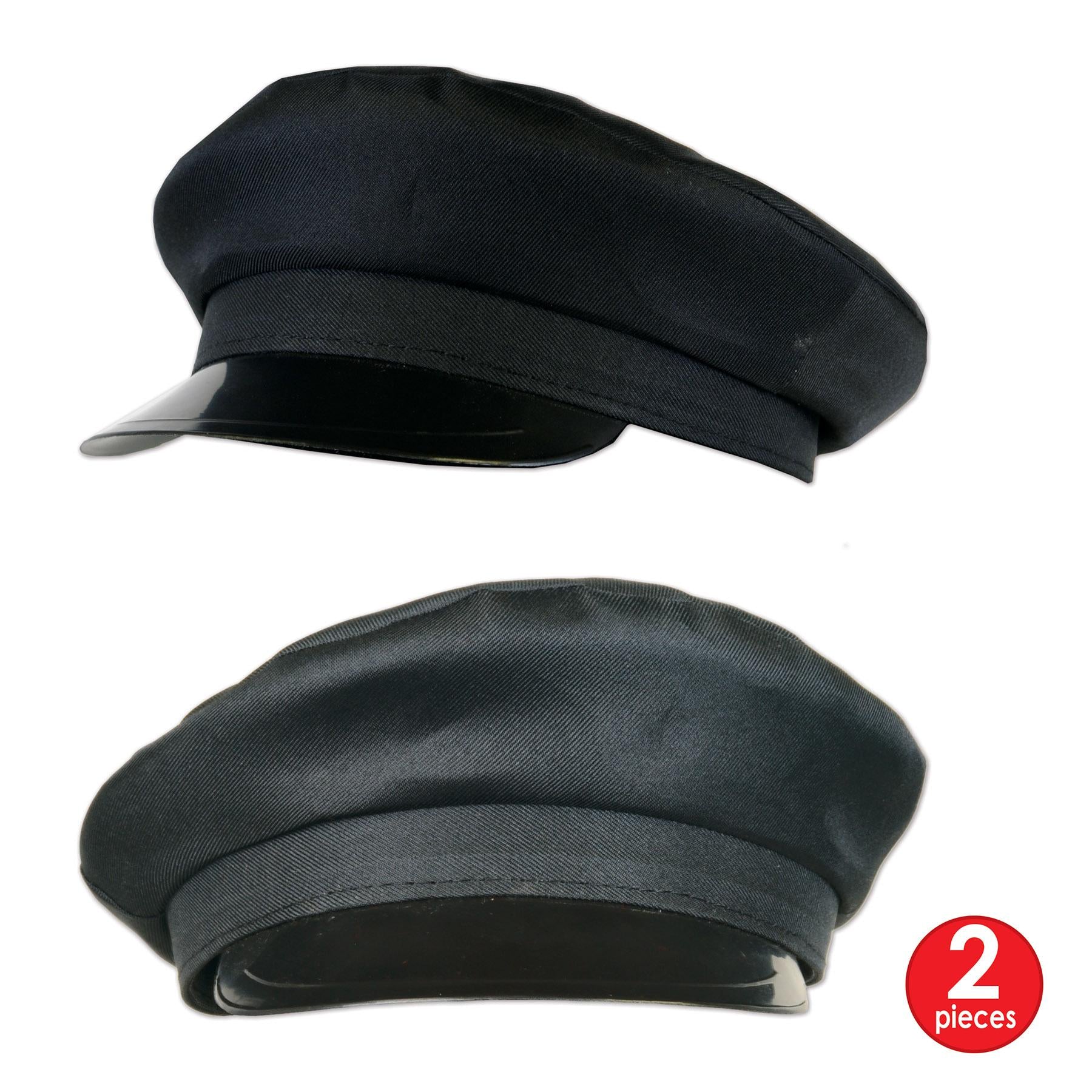 12 Pack Beistle Chauffeur Hats - Classic Black Driver Caps for Costume Parties, Halloween, and Themed Events - Perfect for Waiters, Butlers, and Vintage Car Enthusiasts
