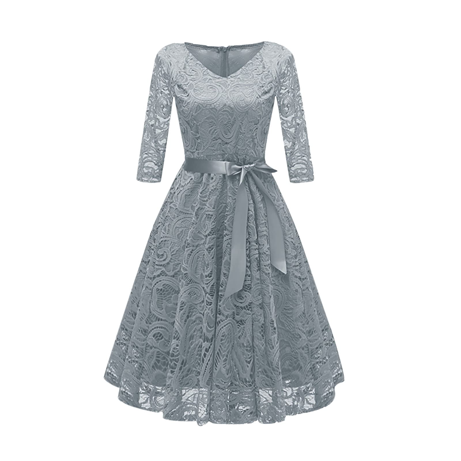 Elegant Women's Sleeveless Lace Floral Cocktail Dress - Crew Neck Knee Length Party Dress for Wedding, Evening Gala & Special Occasions
