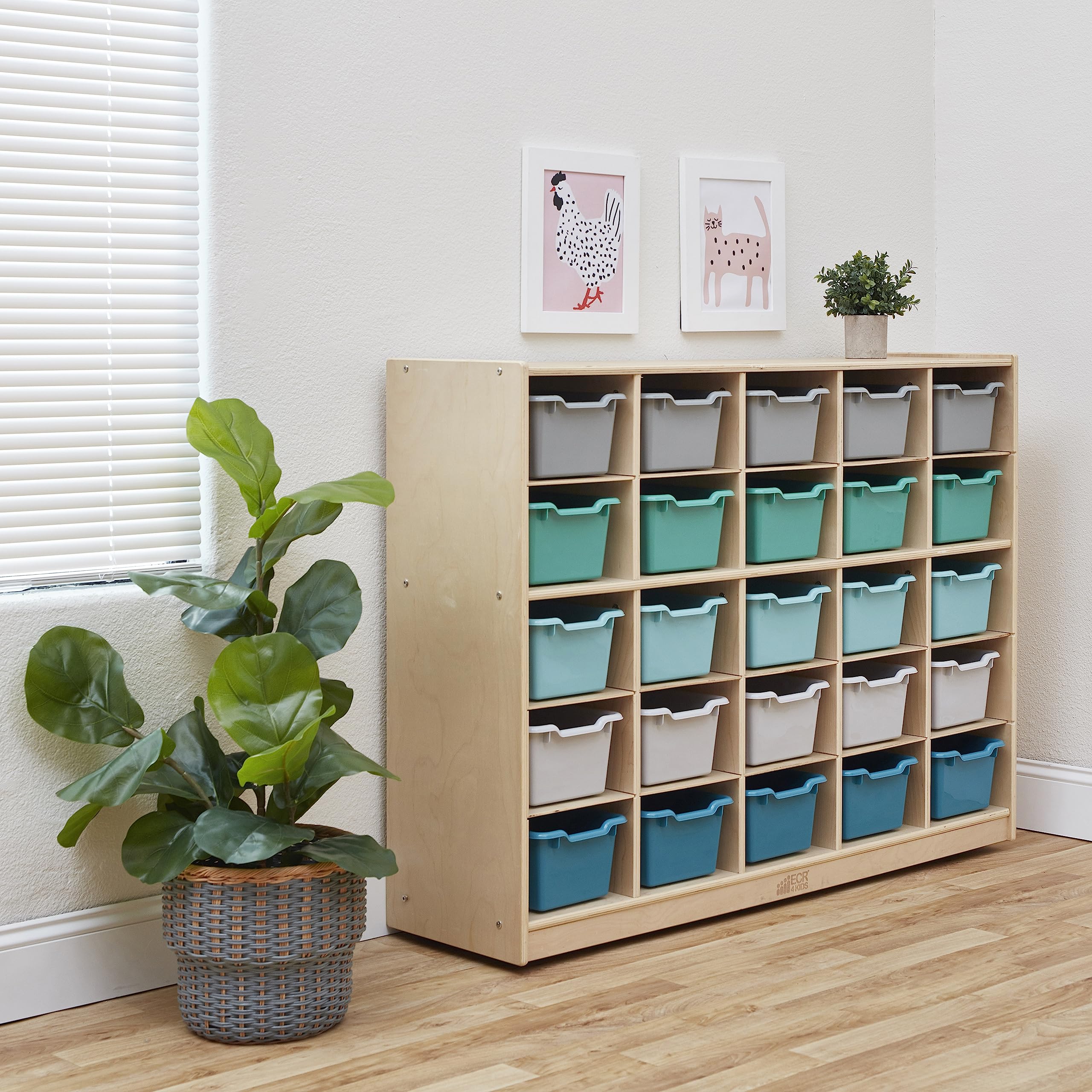 ECR4Kids Scoop Front Storage Bins - 25-Piece Set for Classroom, Playroom & Home Organization - Multipurpose Plastic Bins with Contemporary Design for Toys, Books & Supplies Storage