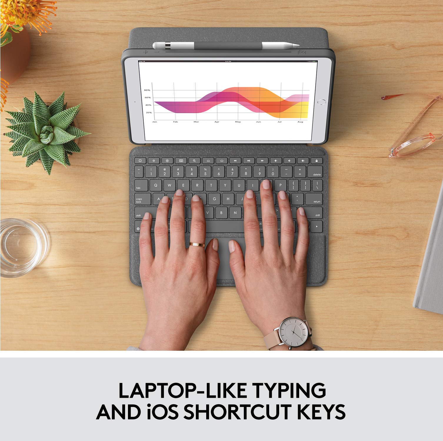 Logitech Combo Touch Keyboard Case with Trackpad for iPad 7th/8th/9th Gen - Wireless Smart Connector Technology - Graphite - Perfect for Work, Study & Creative Projects