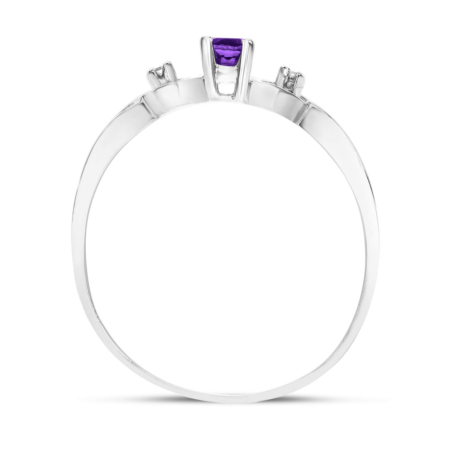 14K White Gold Oval Amethyst and Diamond Ring for Women - Elegant Purple Gemstone Engagement & Wedding Jewelry Gift for Her - Perfect for Valentine's Day, Anniversary or Special Occasions