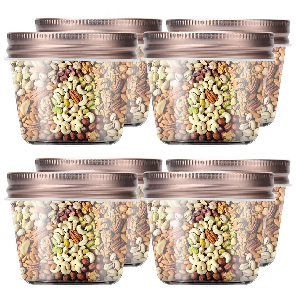 Novelinks 4oz Clear Plastic Jars with Rose Gold Lids - 20 Pack BPA-Free Refillable Round Containers for Spices, Cosmetics, Crafts & Home Organization - Perfect for Kitchen, Bathroom & Office Storage