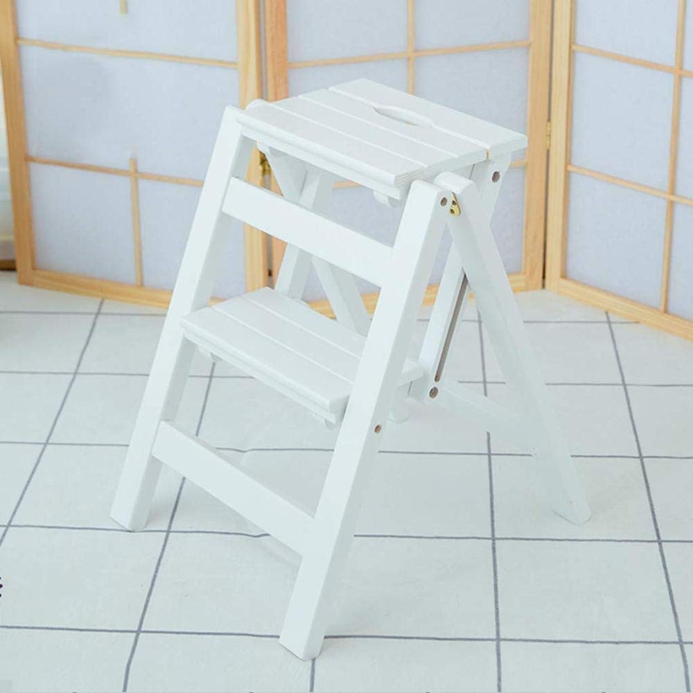 2-Tier Wooden Folding Step Stool for Home - Multifunctional Ladder Stool for Living Room, Bathroom & Library - Compact Indoor Climbing Stool for Kids & Adults - Perfect for Reaching High Shelves & Storage
