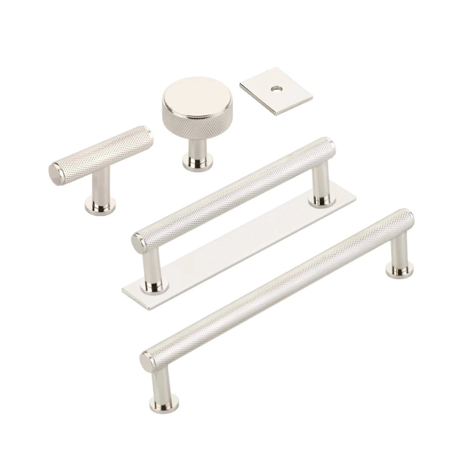 Vintage Polished Nickel Knurled Drawer Pulls & Cabinet Knobs - 3
