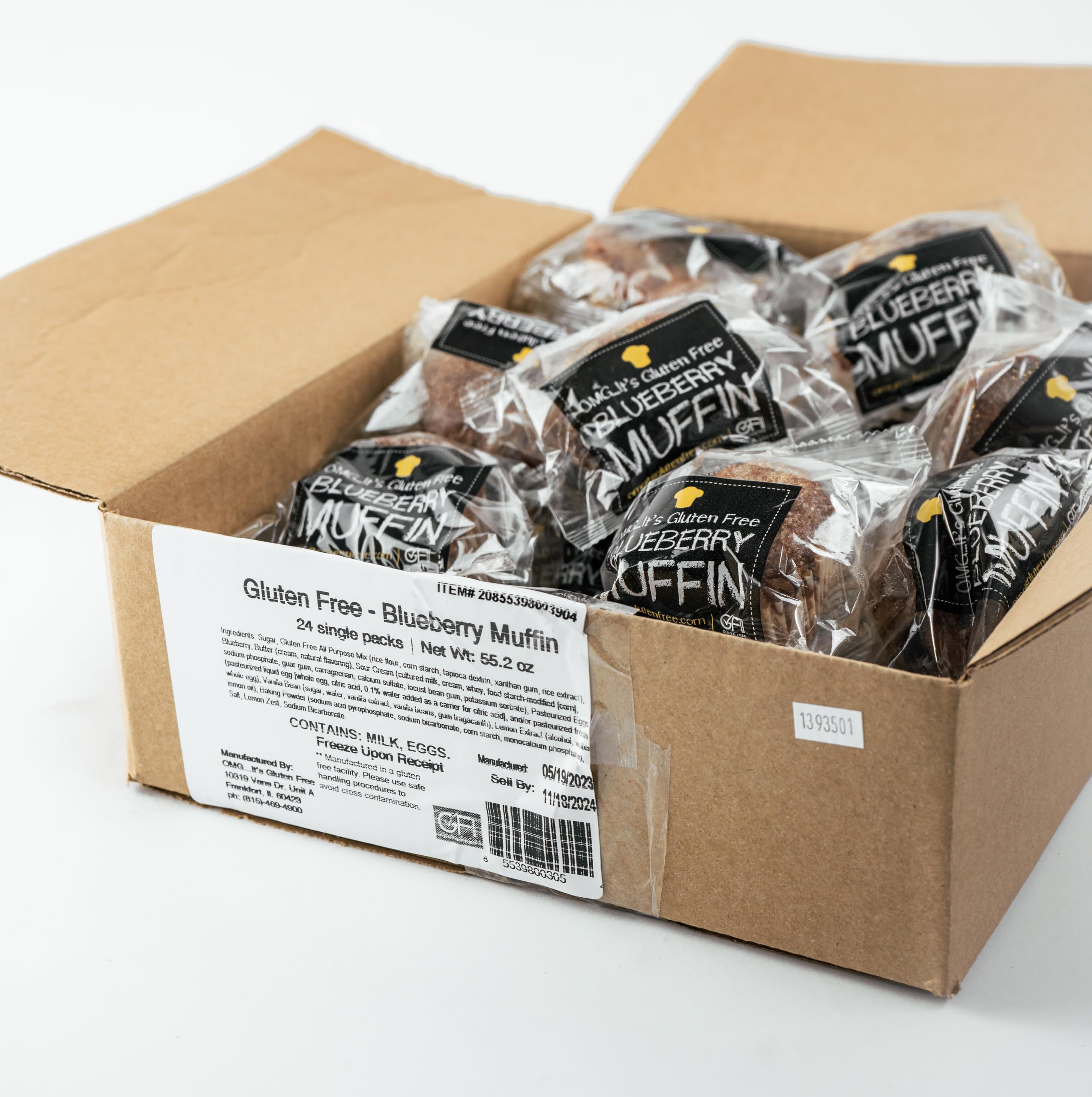 Gluten Free Blueberry Muffins - Freshly Baked, Allergy-Friendly Snacks (12 Pack, 5 oz Each) | Individually Wrapped for Convenience | Perfect for Breakfast, Desserts & On-the-Go Snacking